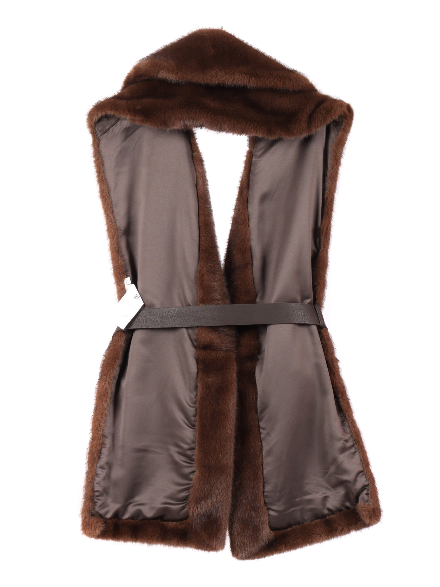 P.a.r.o.s.h Sleeveless Vest With Plush Fur Exterior In Brown