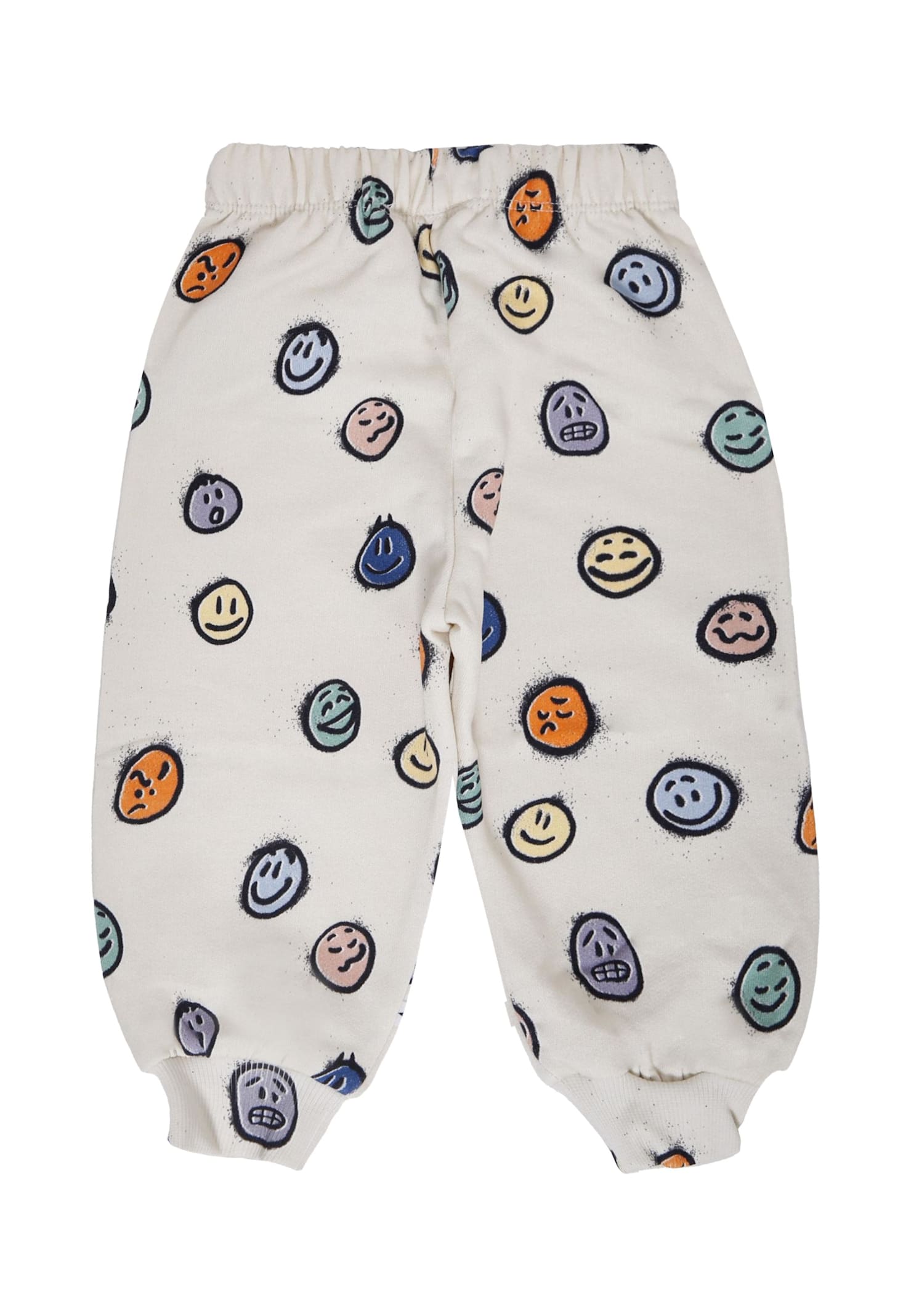 Molo Ivory Trousers For Babykids With Smiley In Yellow