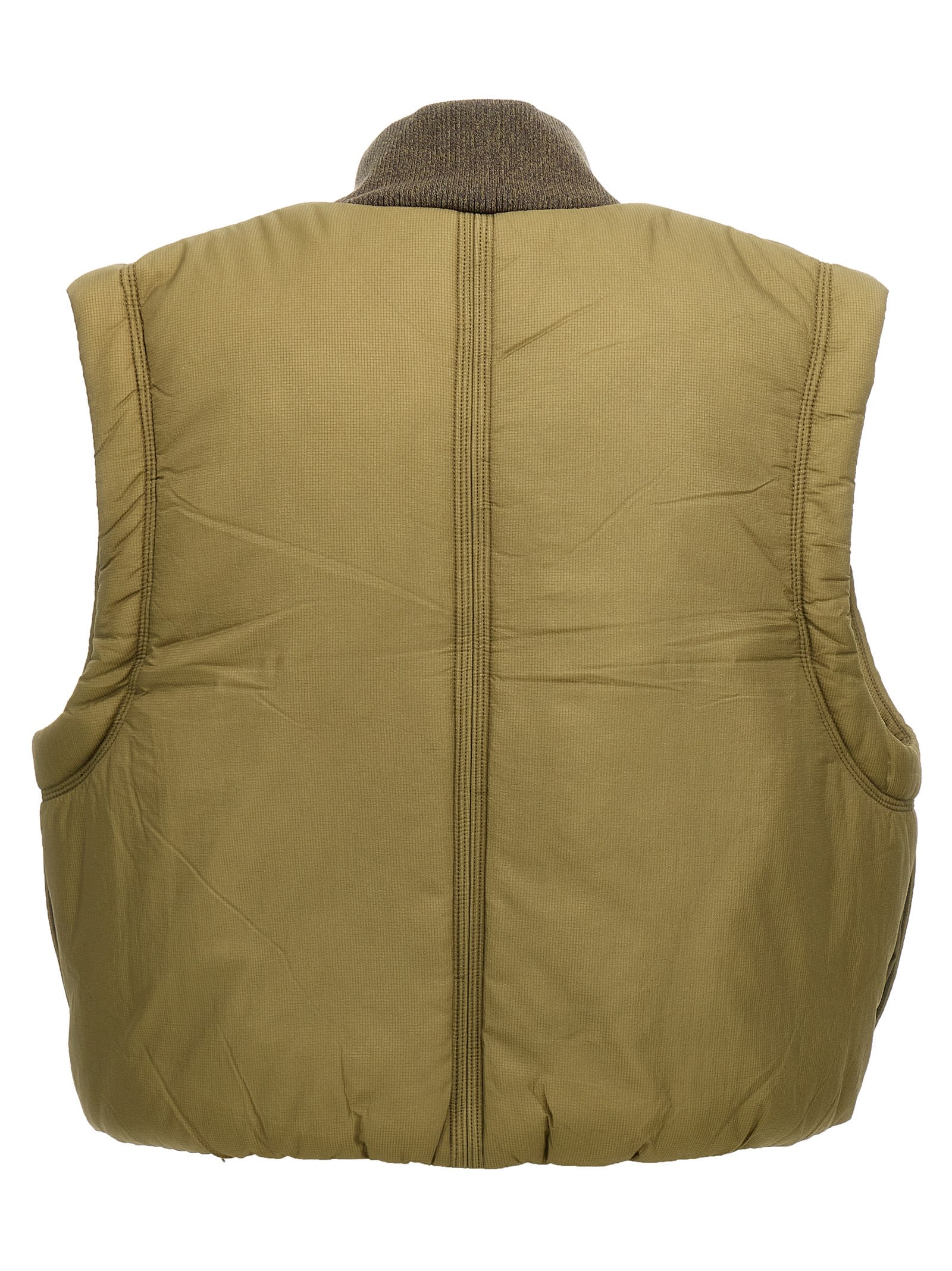 Shop Ganni Padded Cropped Vest In Kalamata