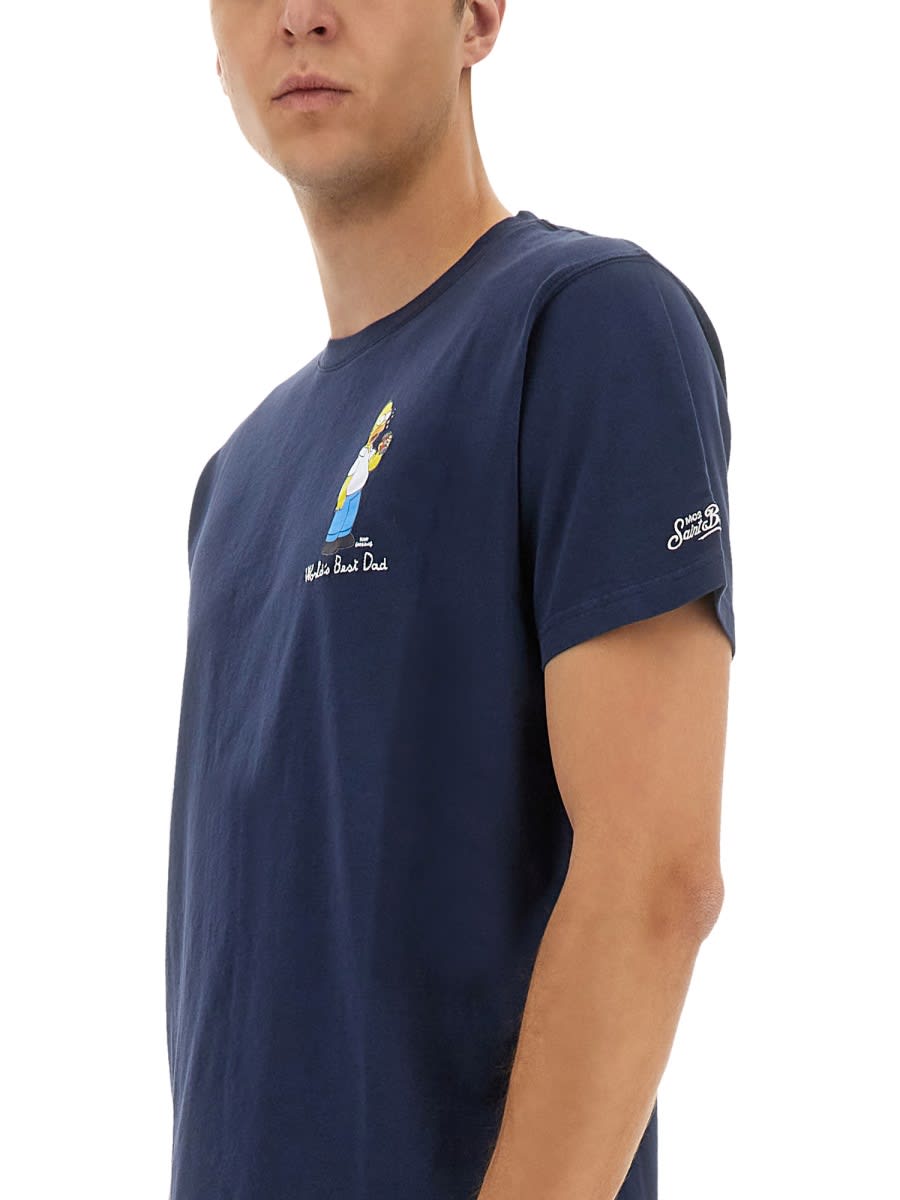 Mc2 Saint Barth Graphic Print Crew Neck T-shirt In Blue