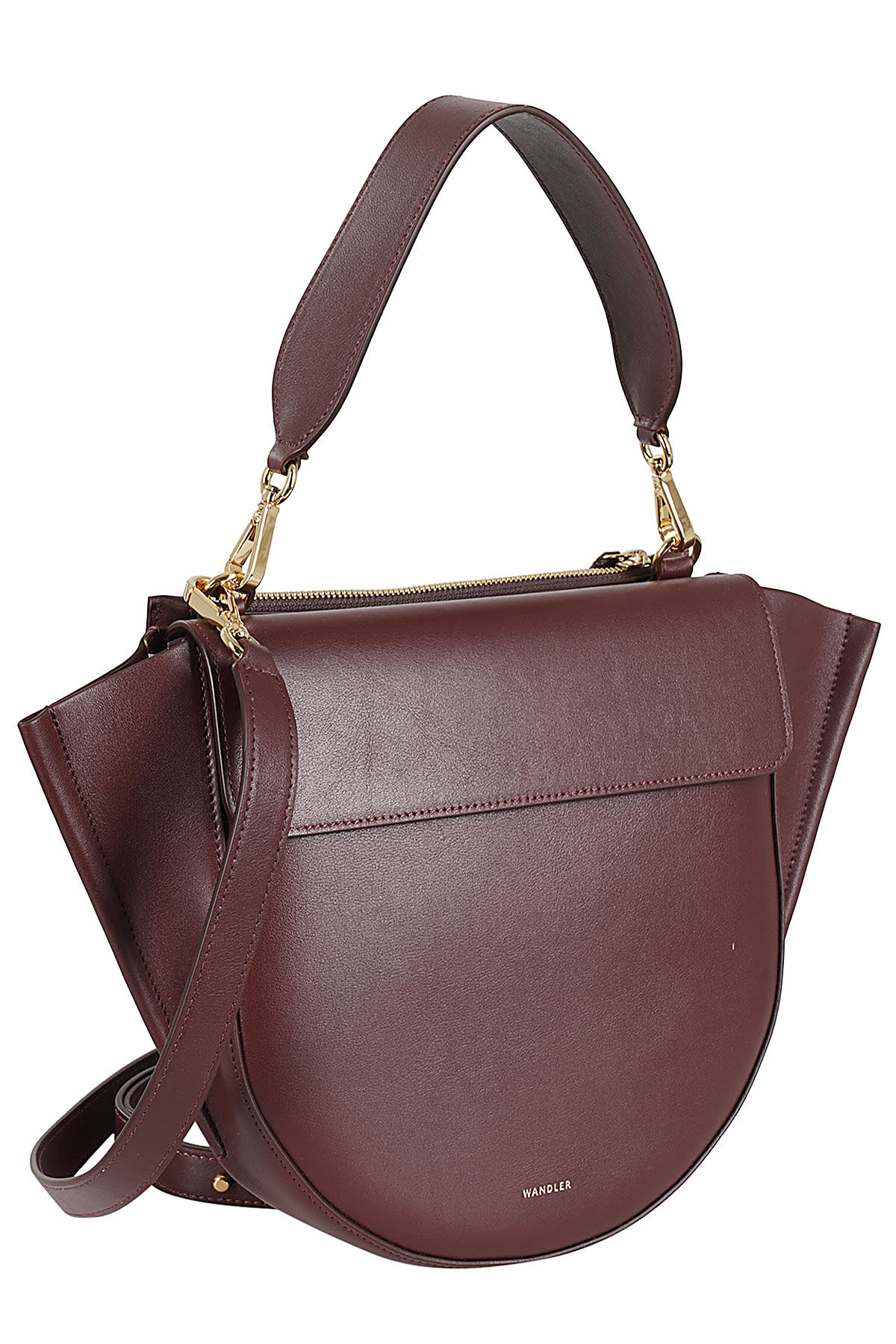 Shop Wandler Hortensia Bag Medium In Bordeaux