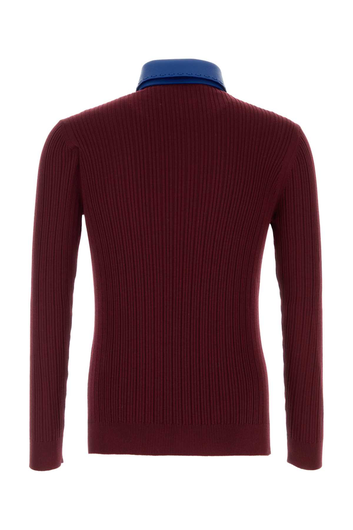 Shop Fendi Burgundy Wool Polo Shirt In Rubino