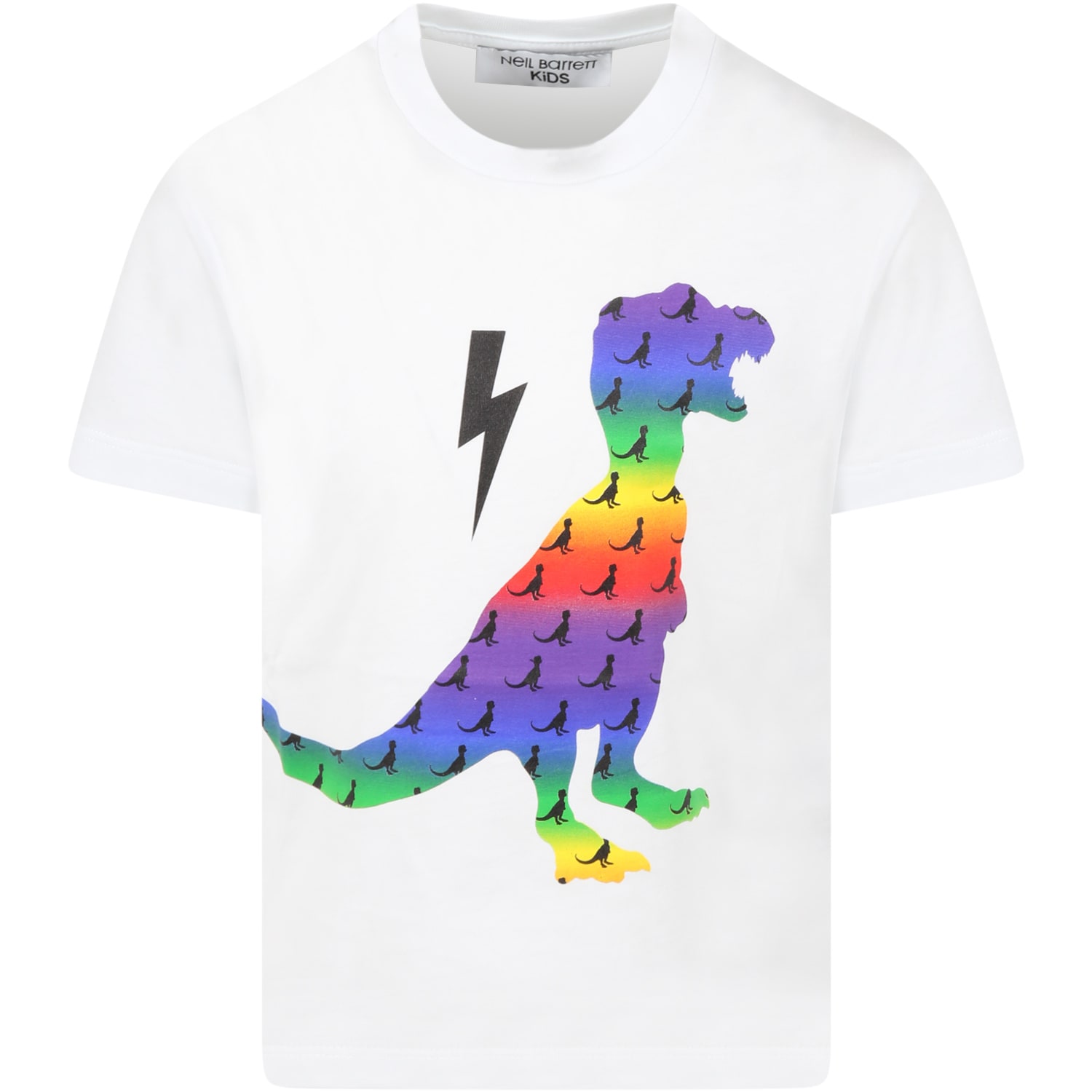 Neil Barrett White T-shirt For Boy With Dinosaur
