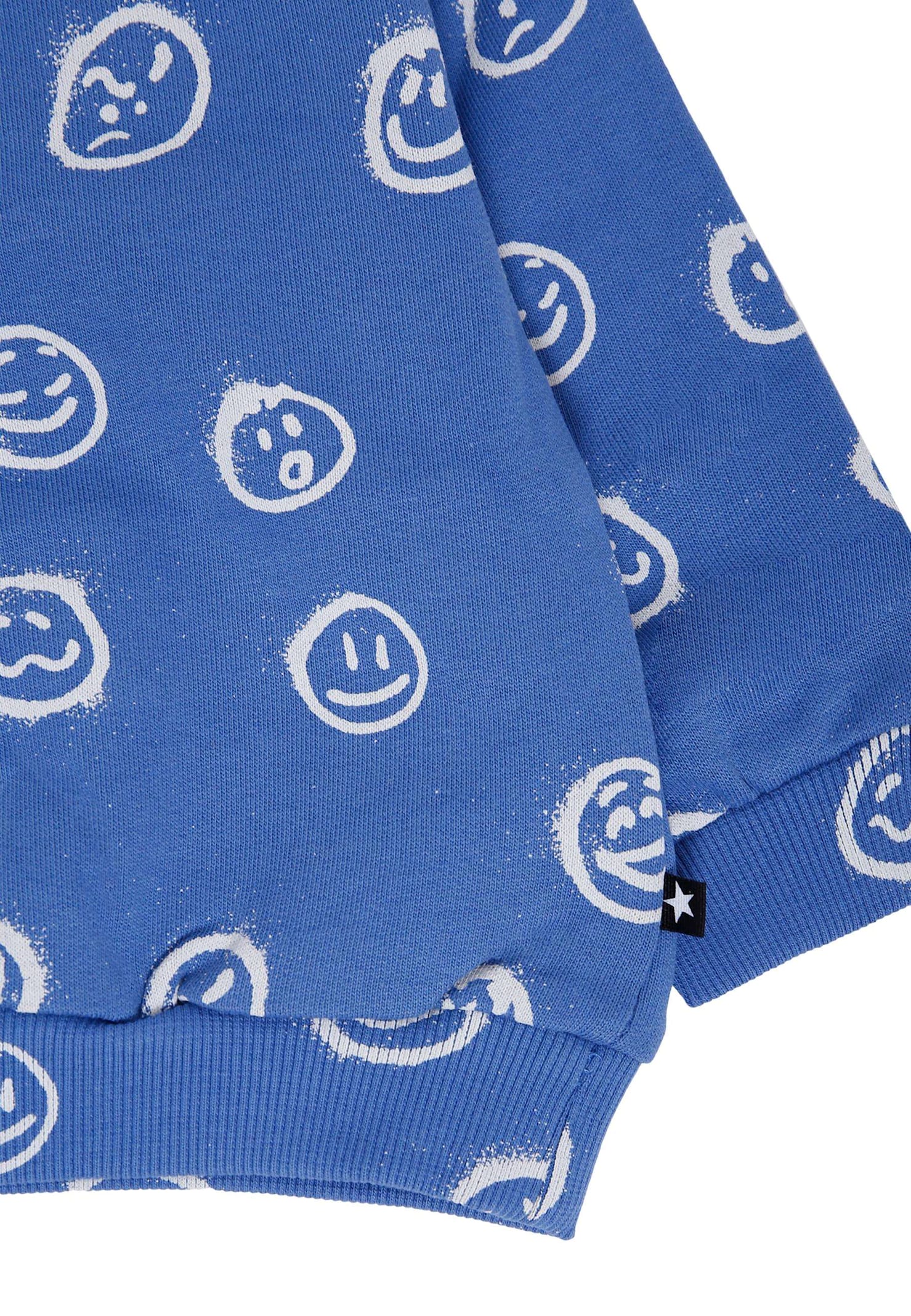 Molo Blue Sweatshirt For Baby Boy With Smiley In Blue