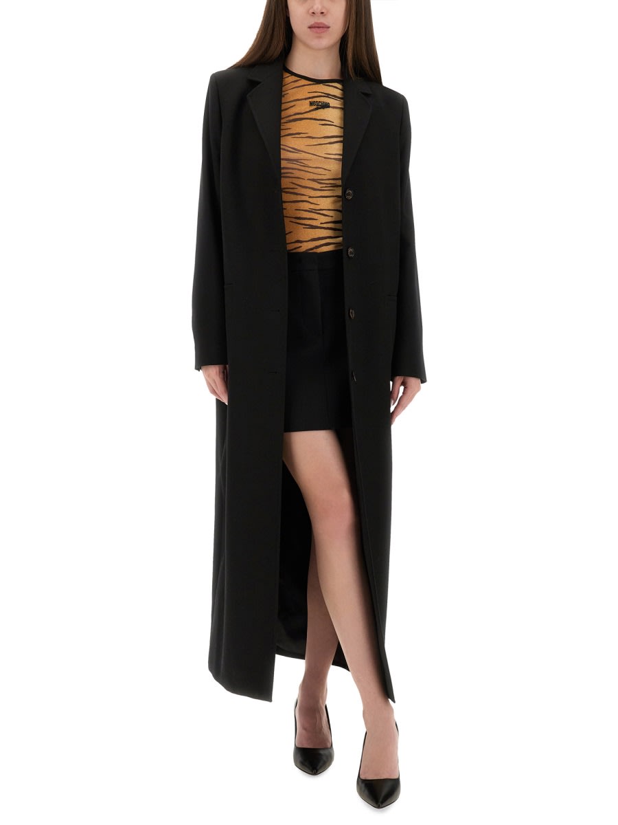 Moschino Long Tailored Coat In Black