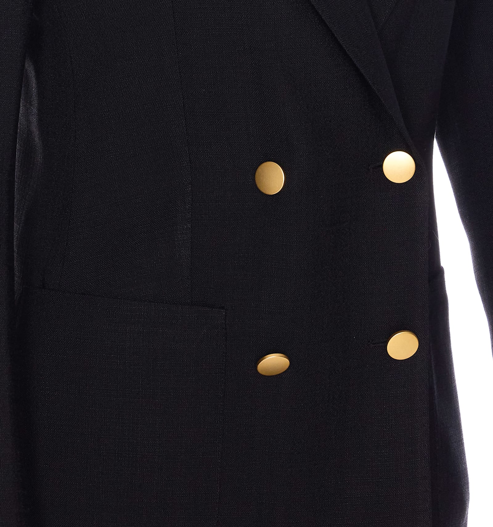 Tagliatore Long Sleeve Double-breasted Jacket With Gold Buttons In Black
