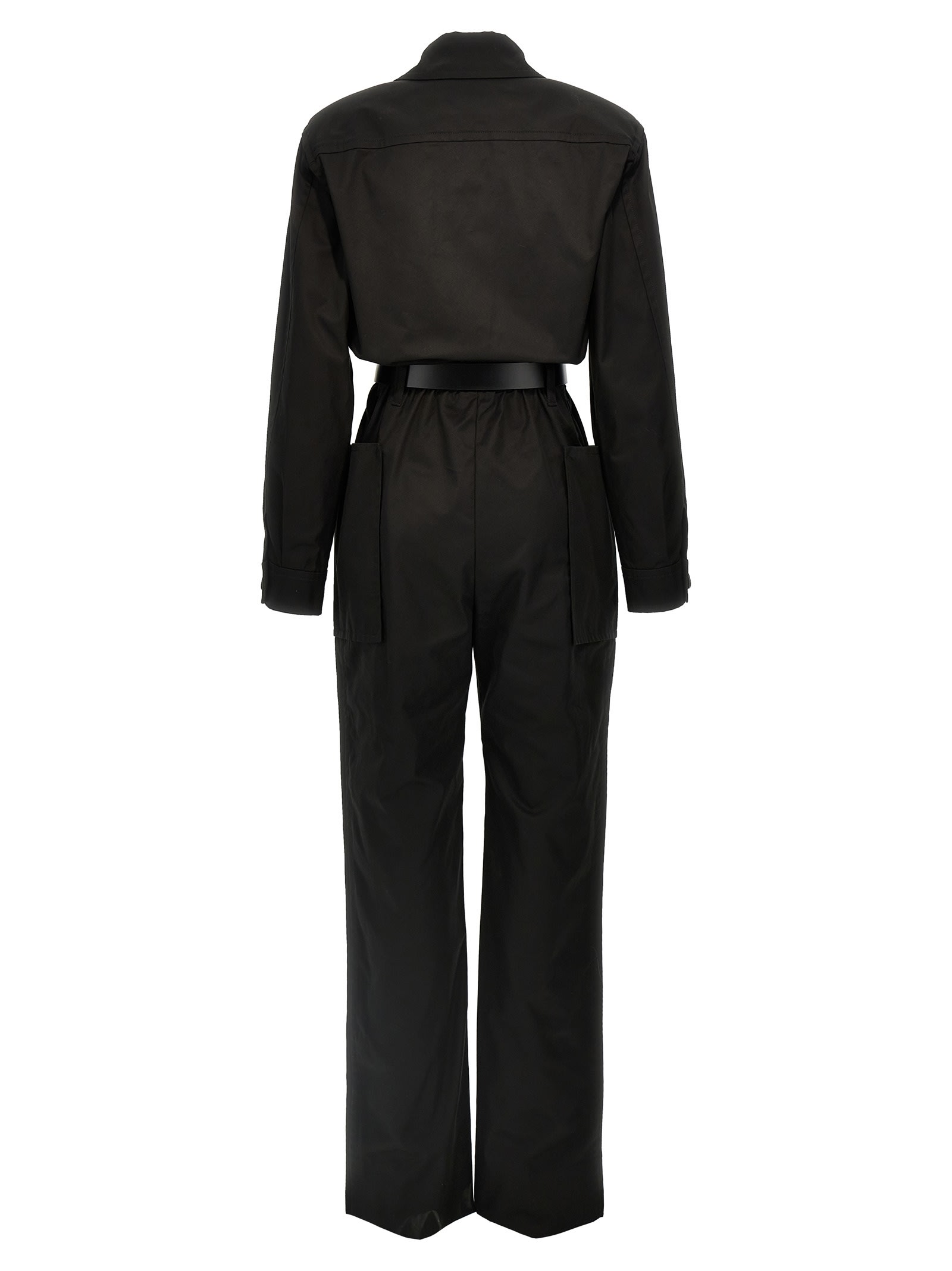 Shop Saint Laurent One-piece Belt Twill Suit In Black