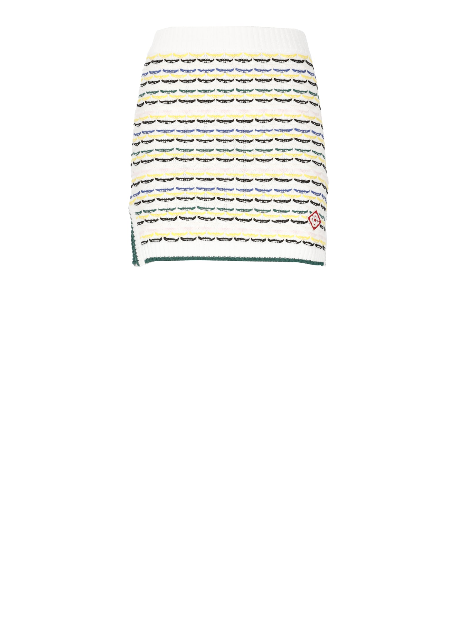 Casablanca Wool Skirt With Ribbed Hem And Side Vents In White