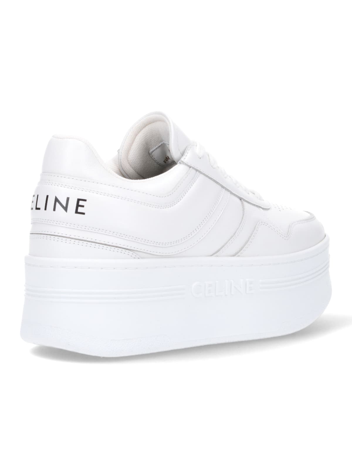 Celine Logo Platform Sneakers In White