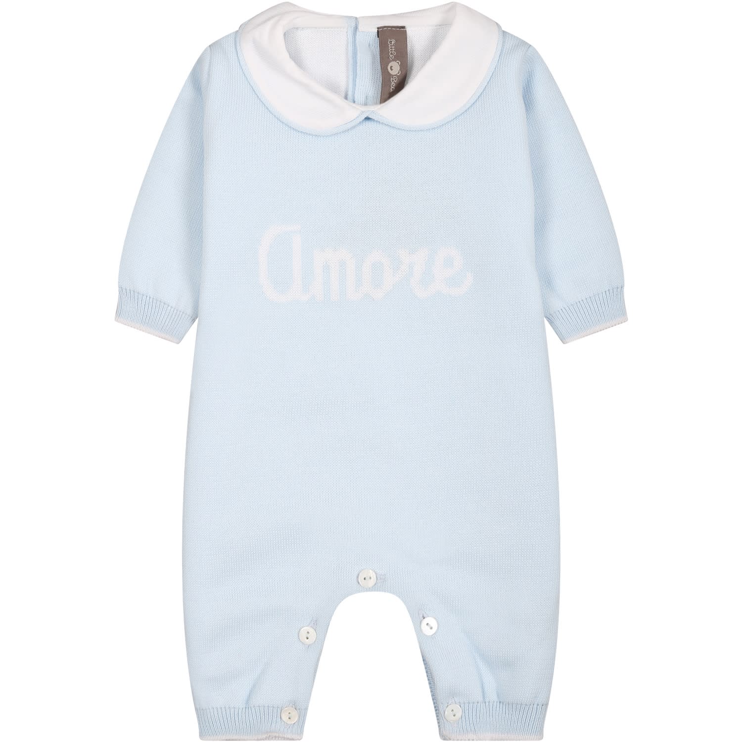 Little Bear Light Blue Onesie For Baby Boy With Love Writing ModeSens