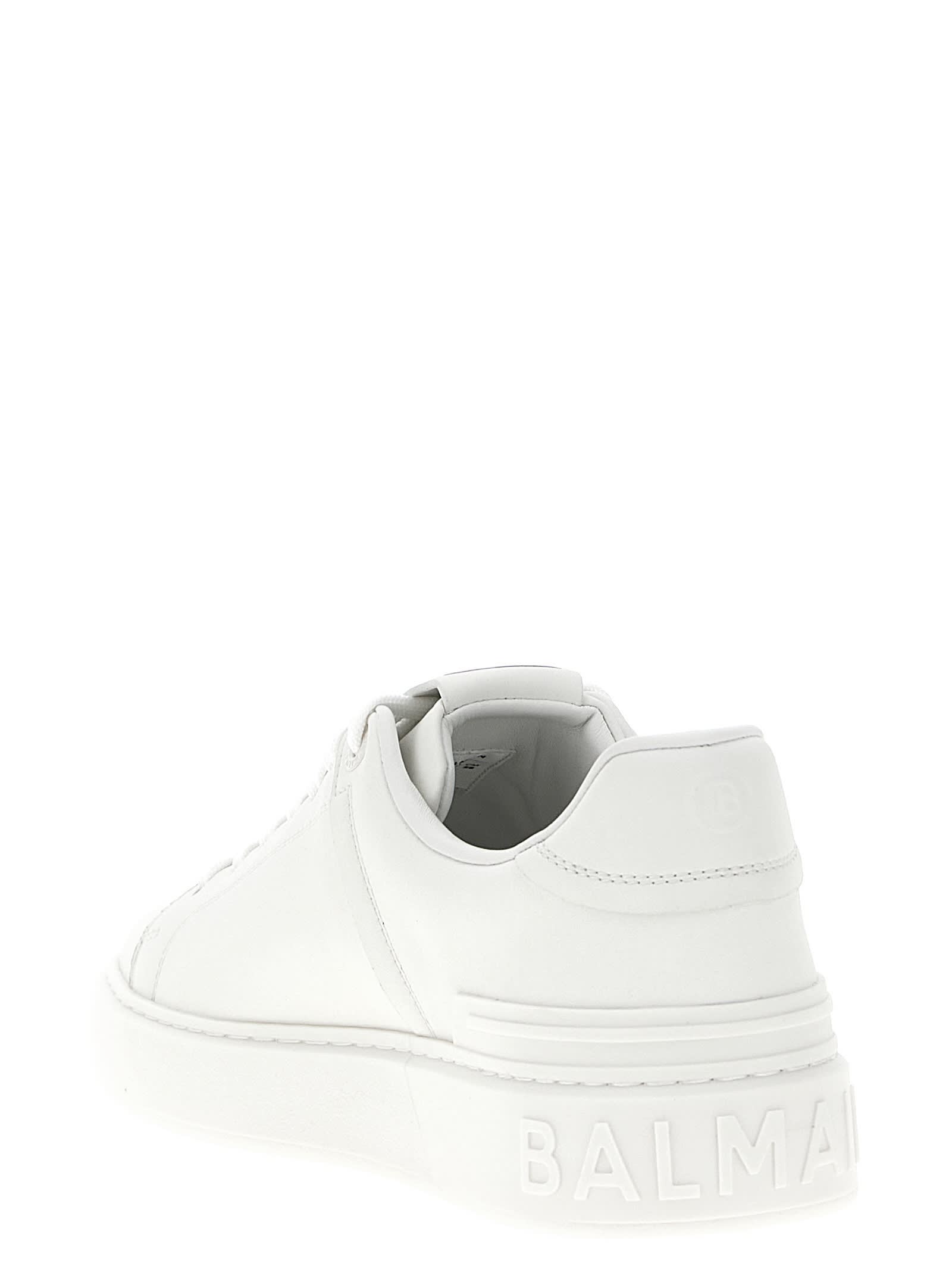 Balmain B-court Leather Sneakers In White