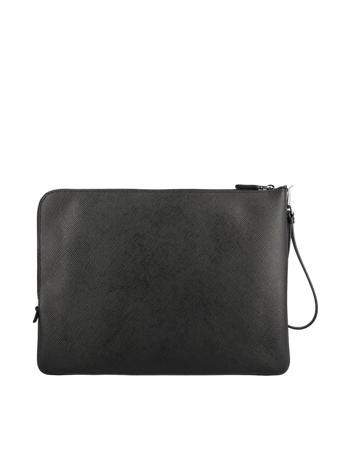 Shop Prada Triangle-logo Zipped Clutch Bag In Nero