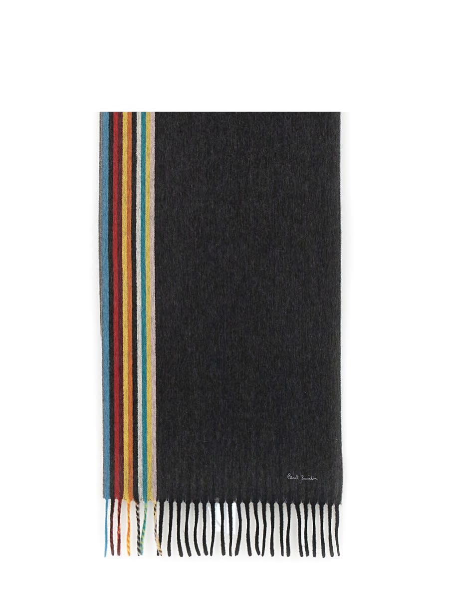 Shop Paul Smith Scarf With Stripe Pattern In Black