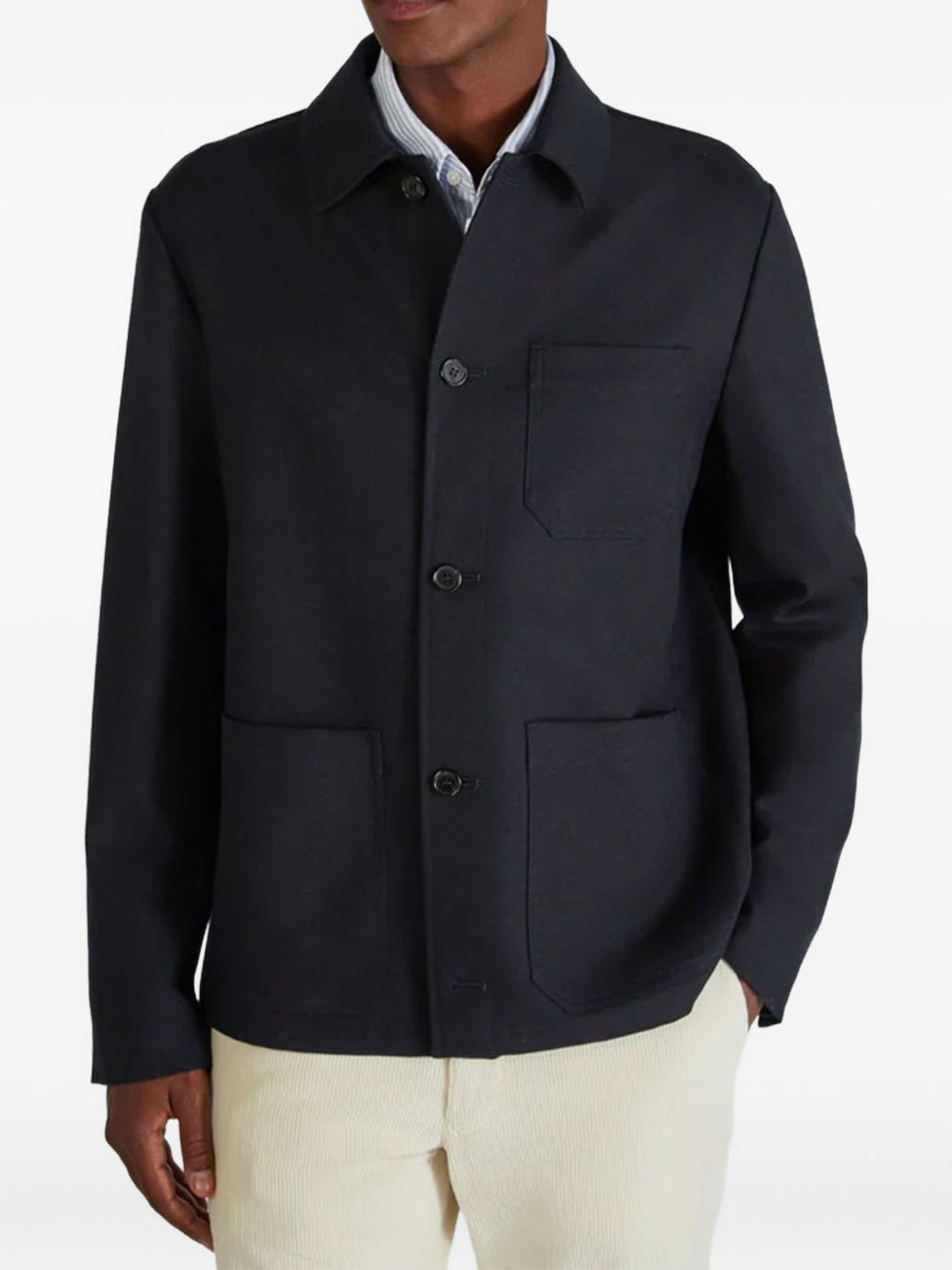 Incotex Pocketed Collared Jacket Front Pockets In Multi