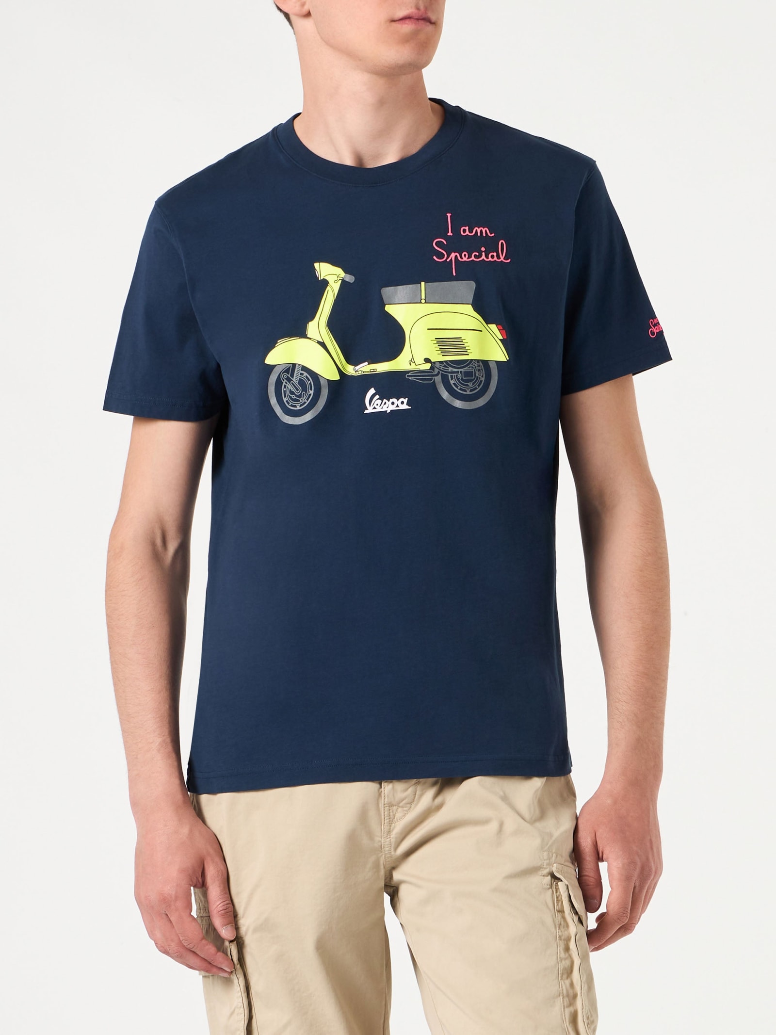MC2 SAINT BARTH MAN COTTON T-SHIRT WITH VESPA PRINT AND EMBROIDERY VESPA SPECIAL EDITION