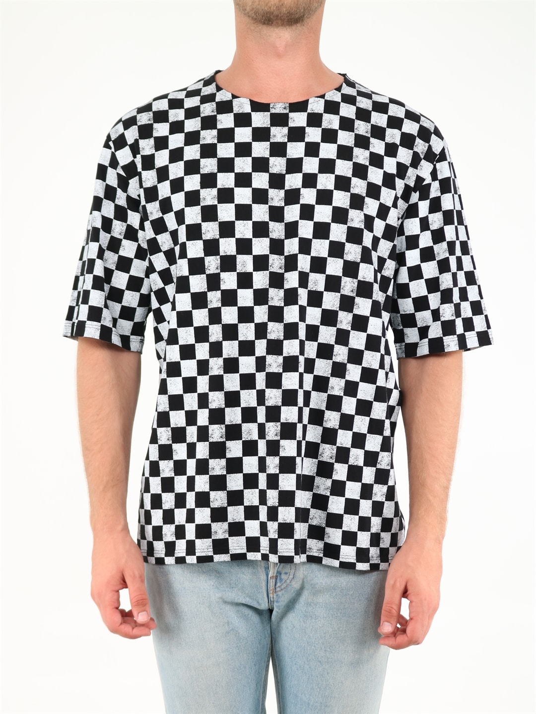 Saint Laurent Black And White Checkered T-shirt