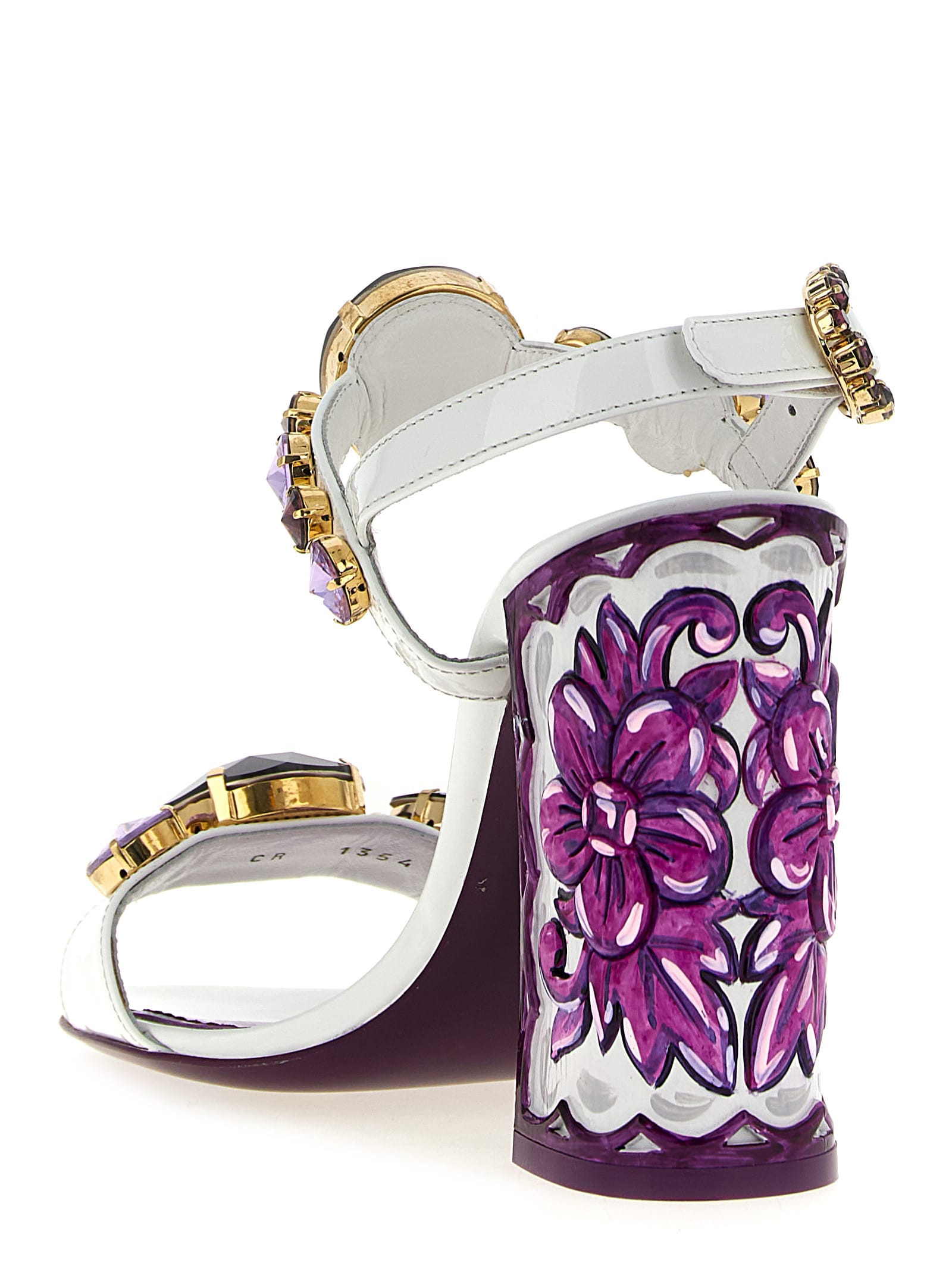 Dolce & Gabbana Patent Leather Sandal With Jewel Embroidery In Purple