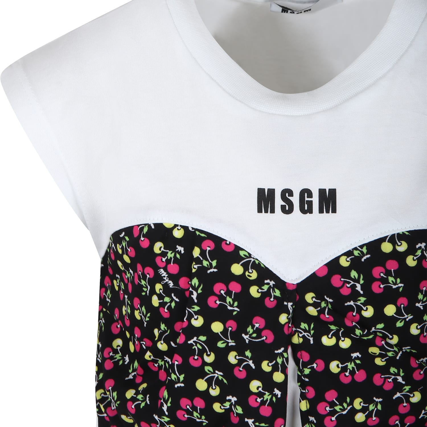 Shop Msgm White T-shirt For Girl With Cherryprint