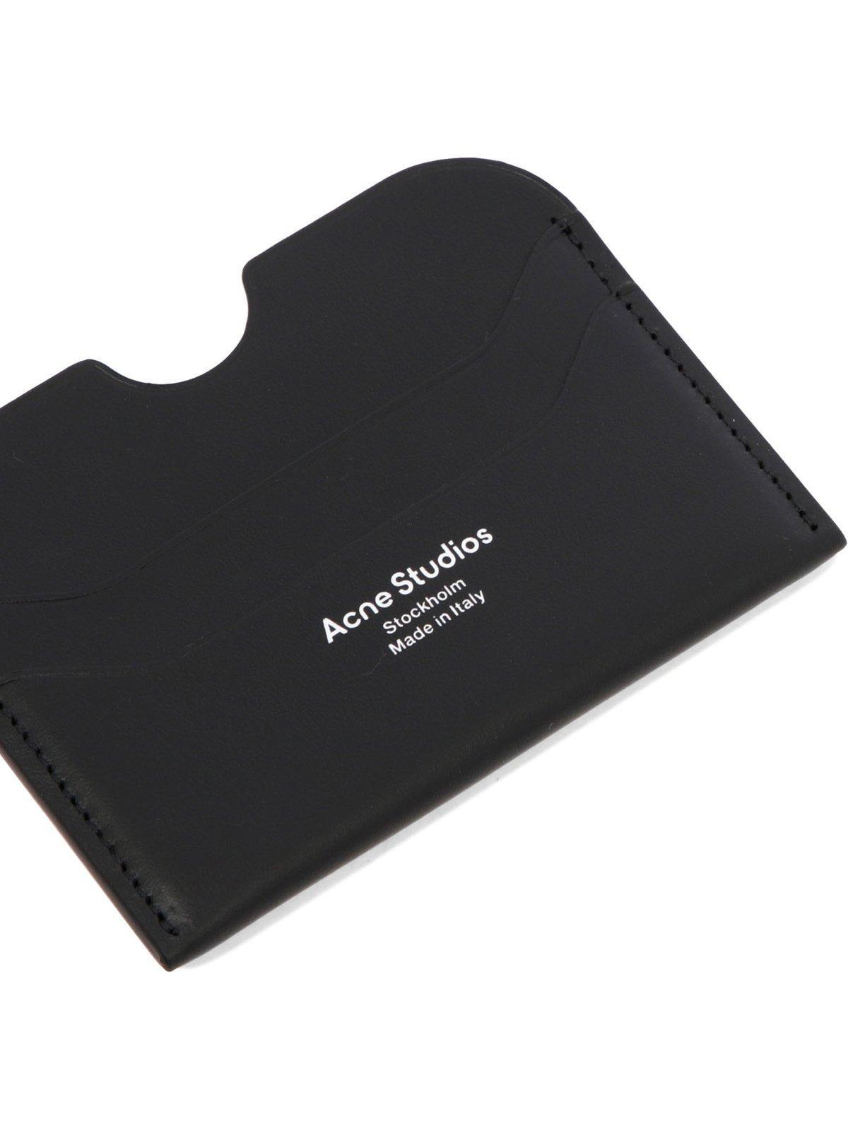 Shop Acne Studios Logo Printed Cut-out Detailed Cardholder In Black