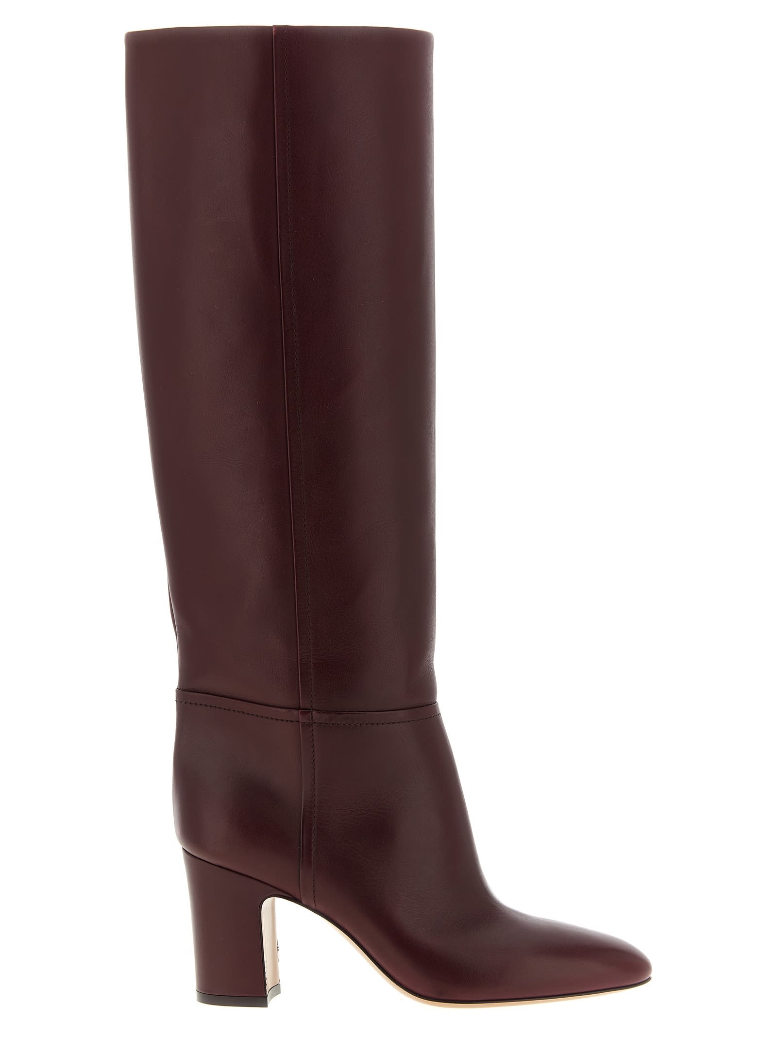 Paris Texas Calfskin Boots With A Pointed Toe In Burgundy