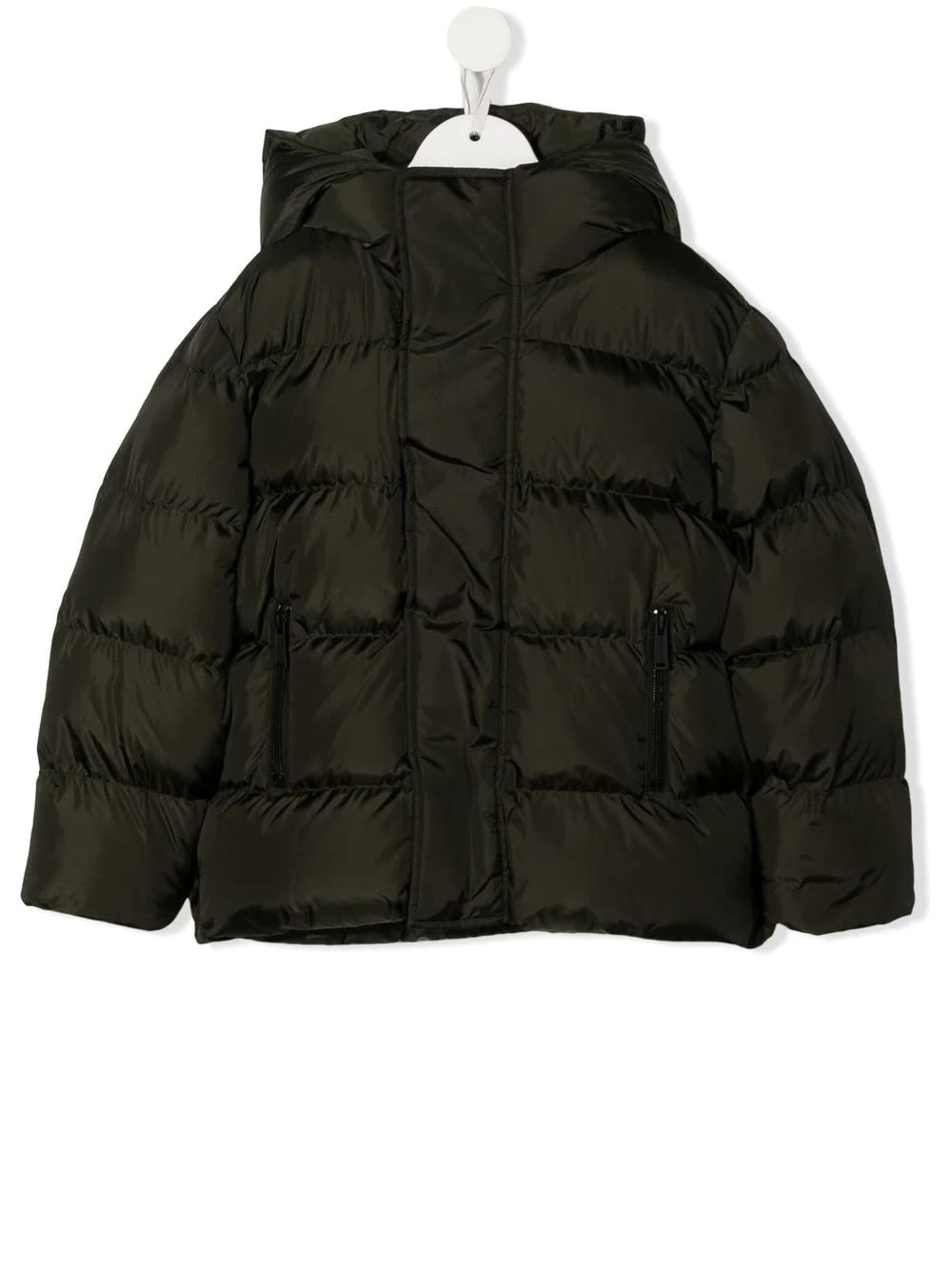 Dsquared2 Kids Military Green Down Jacket With Contrast Logo On Back