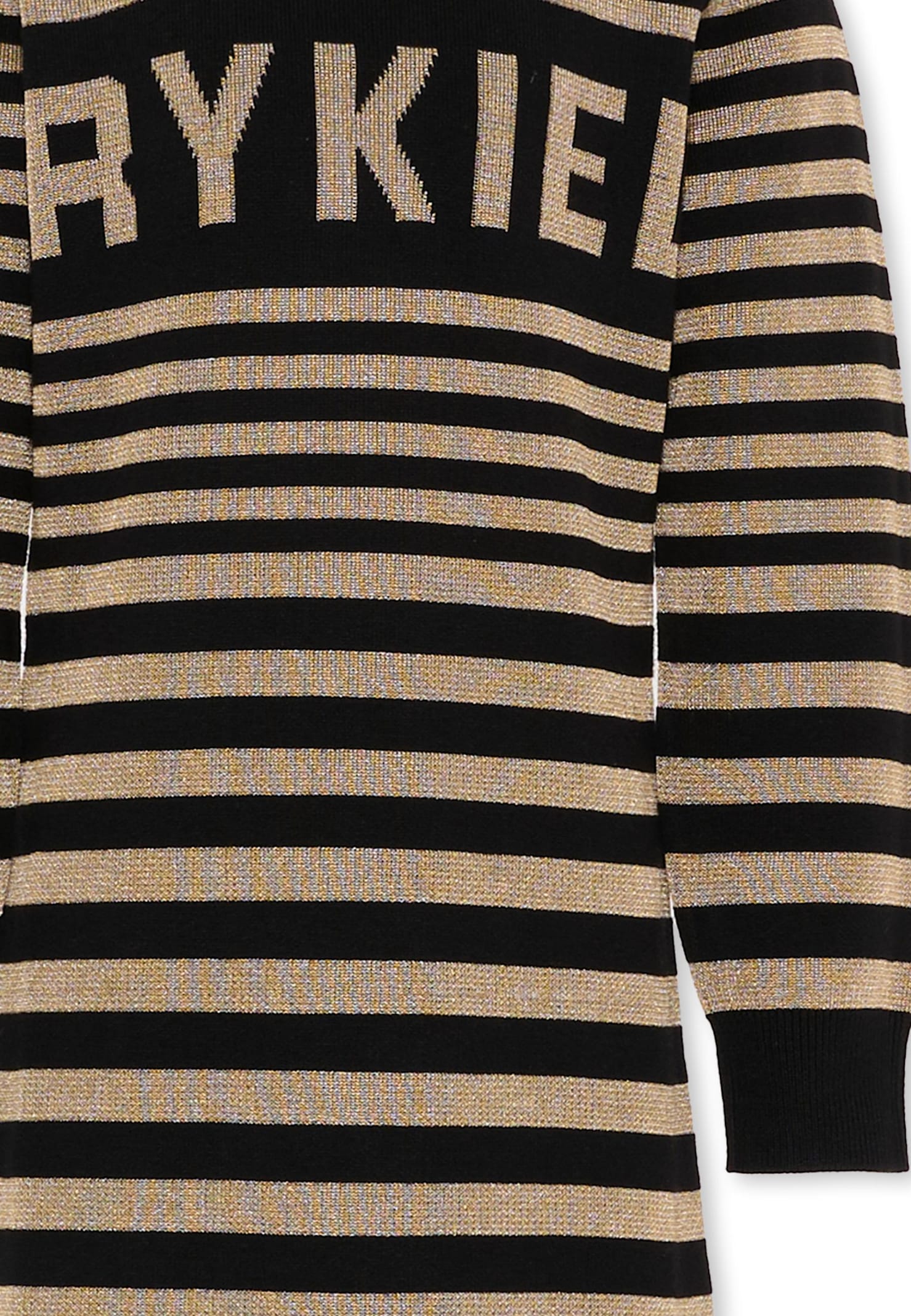 Rykiel Enfant Black Dress For Girl With Logo In Black