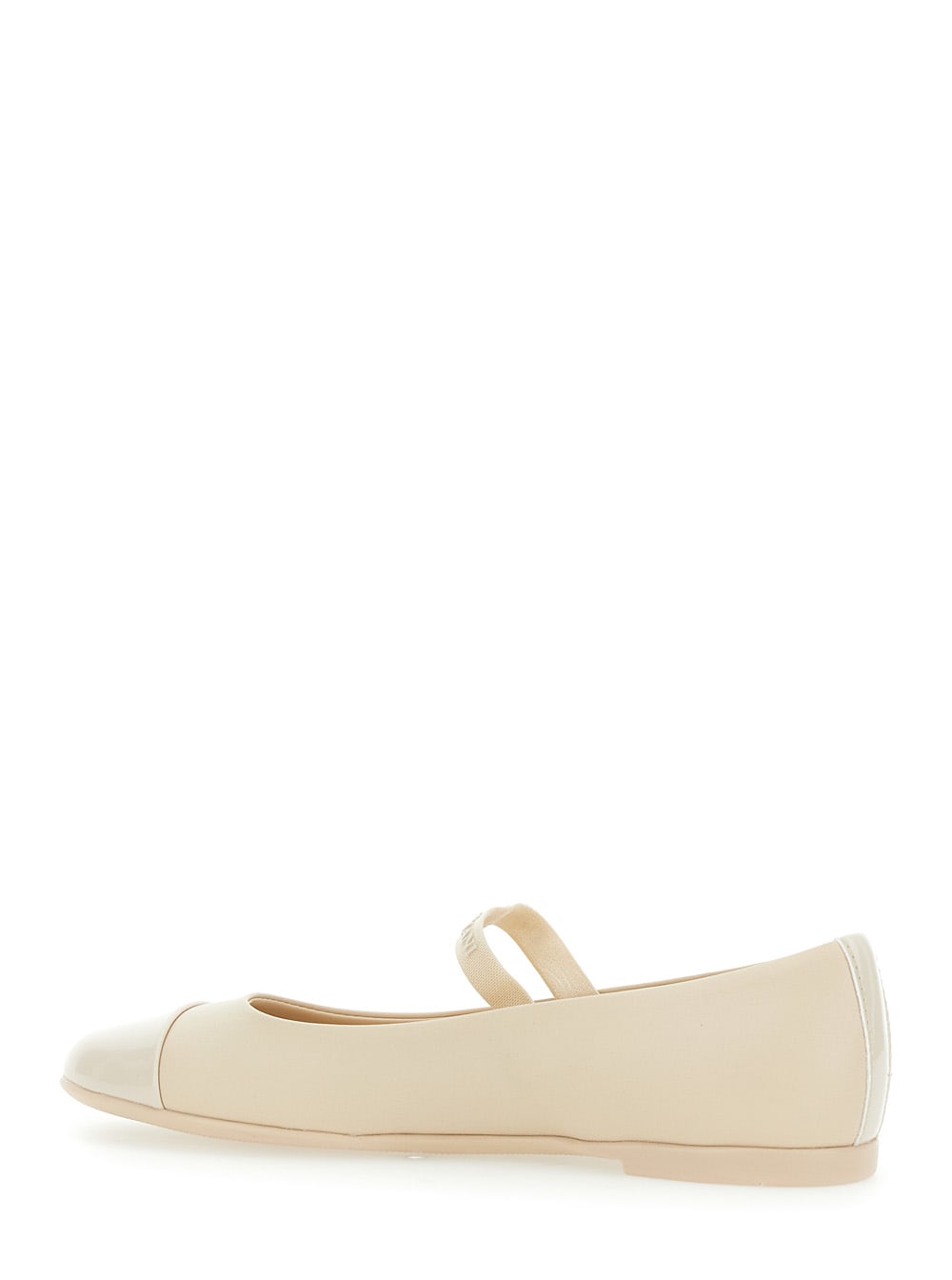 Emporio Armani Nappa-leather Ballerinas With Patent Leather Toe In Neutral