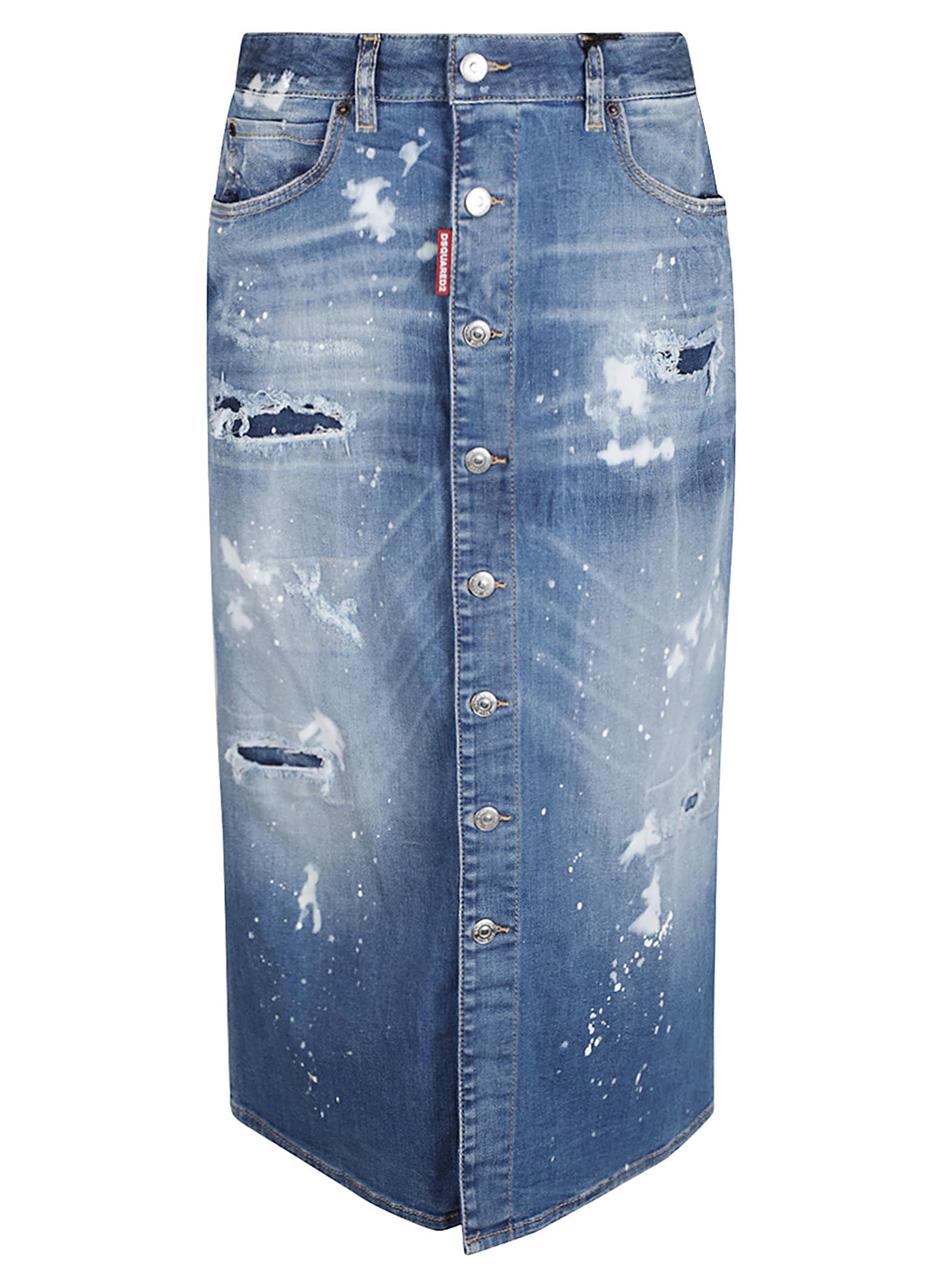 Shop Dsquared2 Denim Long Skirt In Navy Blue