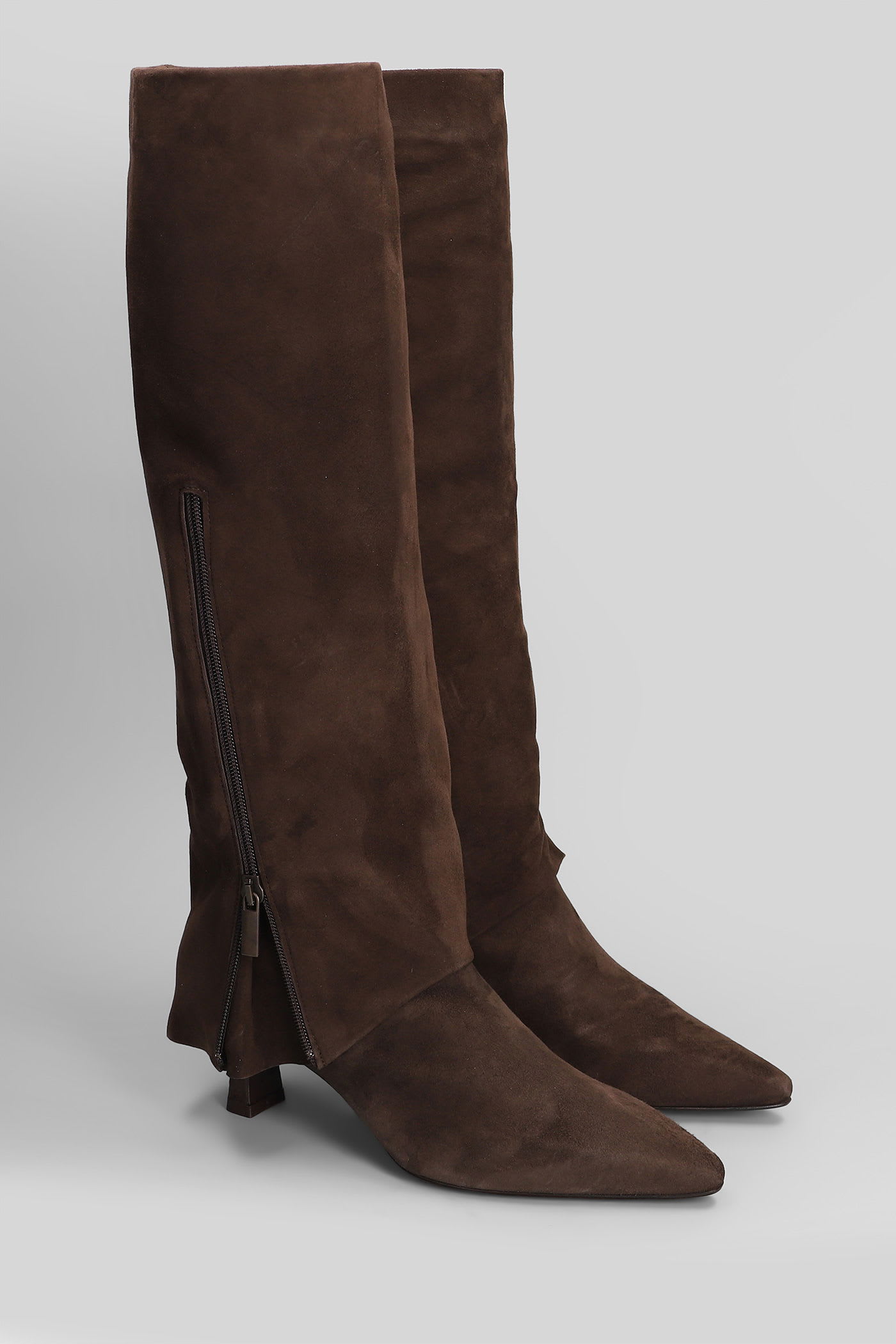 The Seller High Heels Boots In Dark Brown Suede In Brown
