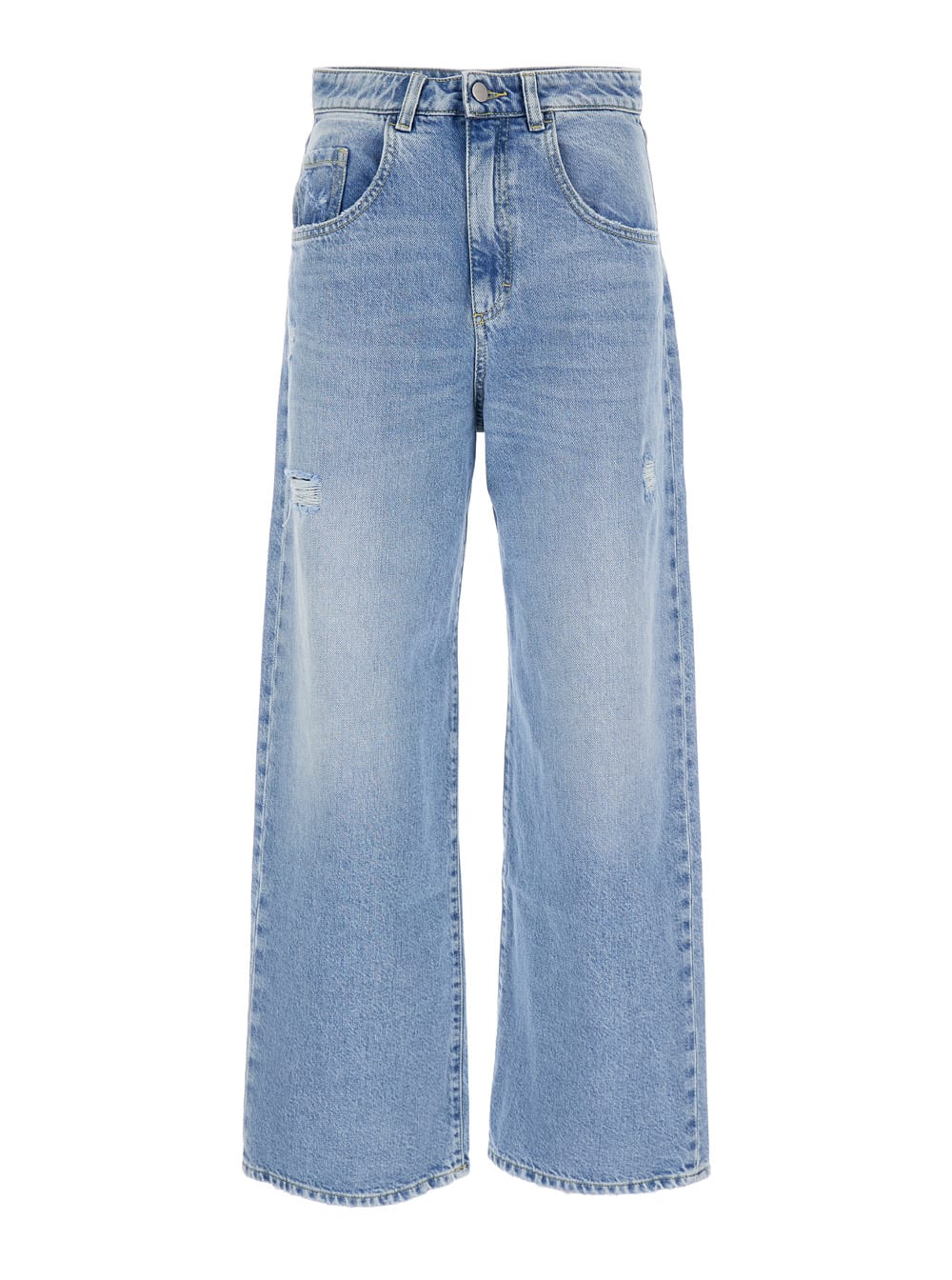 Shop Icon Denim Blue Wide Leg Jeans In Denim Woman