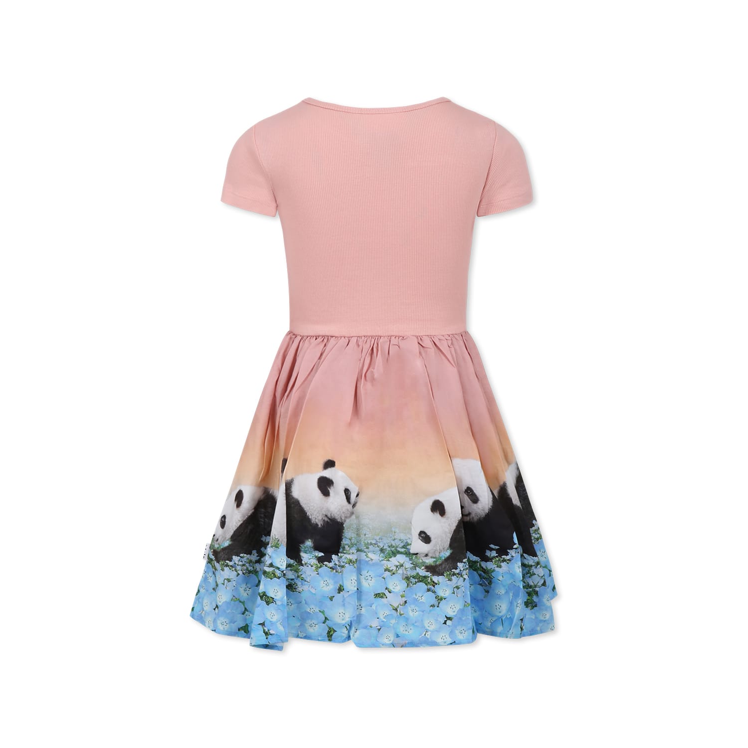 Molo Pink Dress For Girl With Panda In Pink
