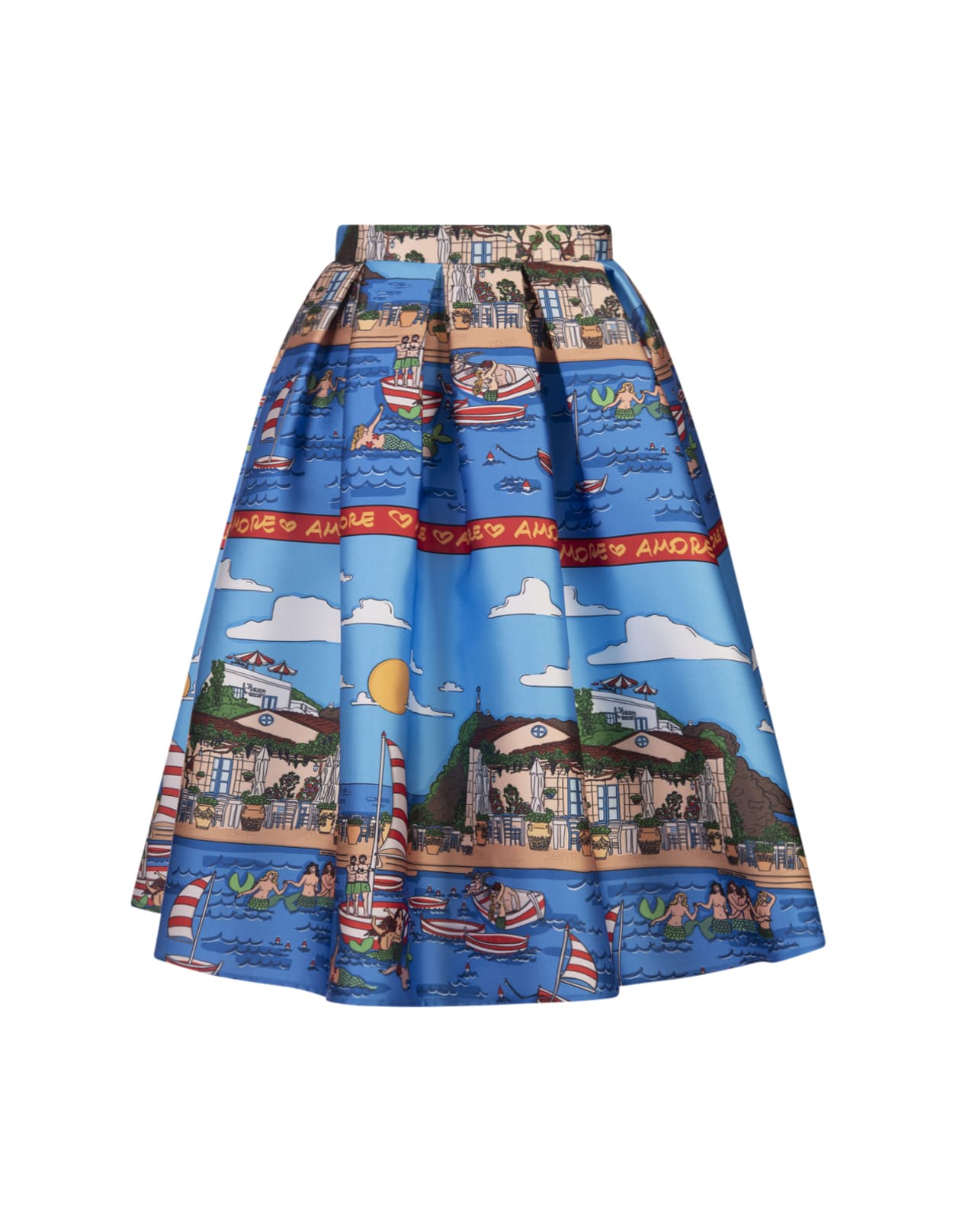 Shop Alessandro Enriquez Midi Skirt With Marzameni Print In Blue