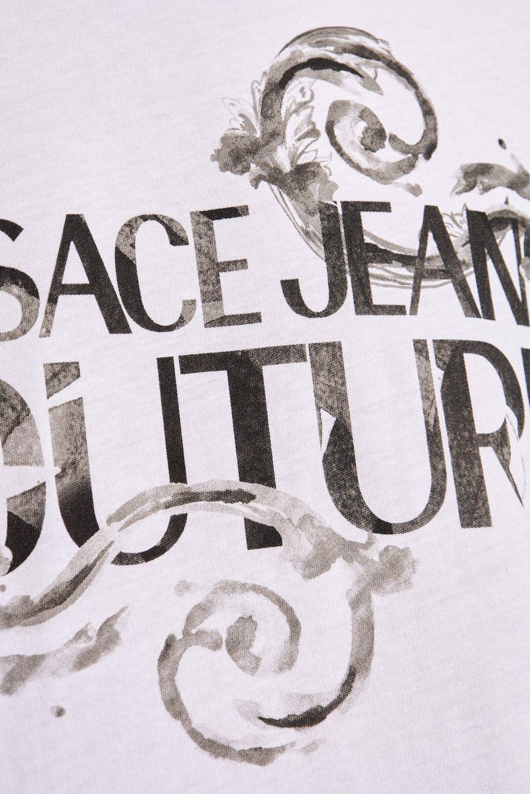 Shop Versace Jeans Couture Logo-printed Crewneck T-shirt In White