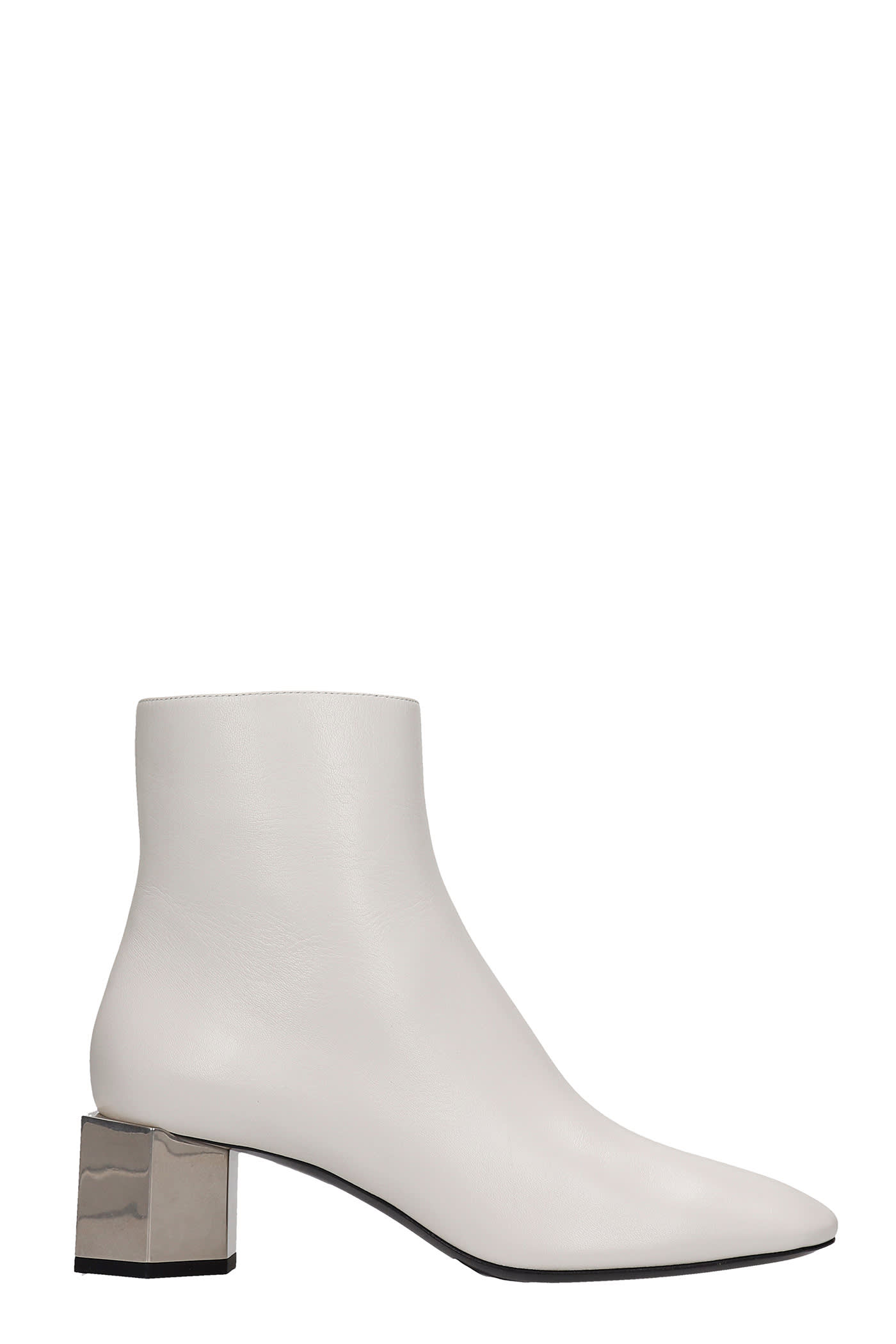 Off-White Low Heels Ankle Boots In White Leather