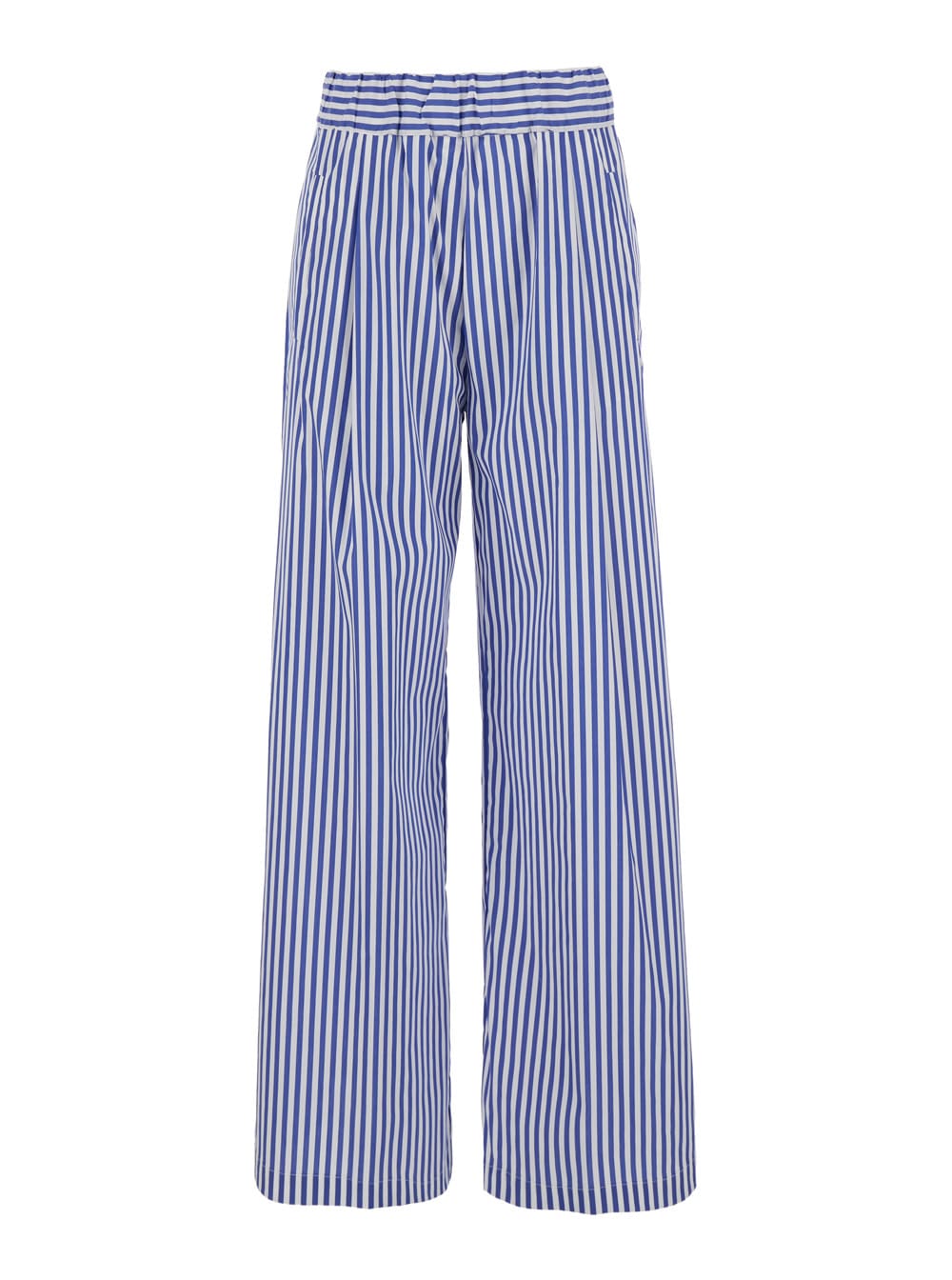 SEMICOUTURE JHONNY BLUE PANTS WITH ELASTIC WAIST AND ALL-OVER STRIPED MOTIF IN COTTON BLEND STRETCH WOMAN