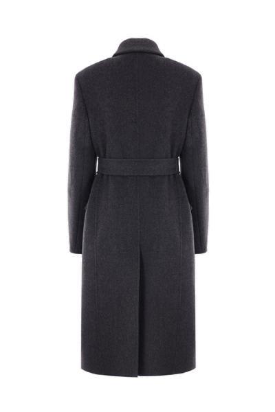 Shop Max Mara Belted Long-sleeved Coat In Grey