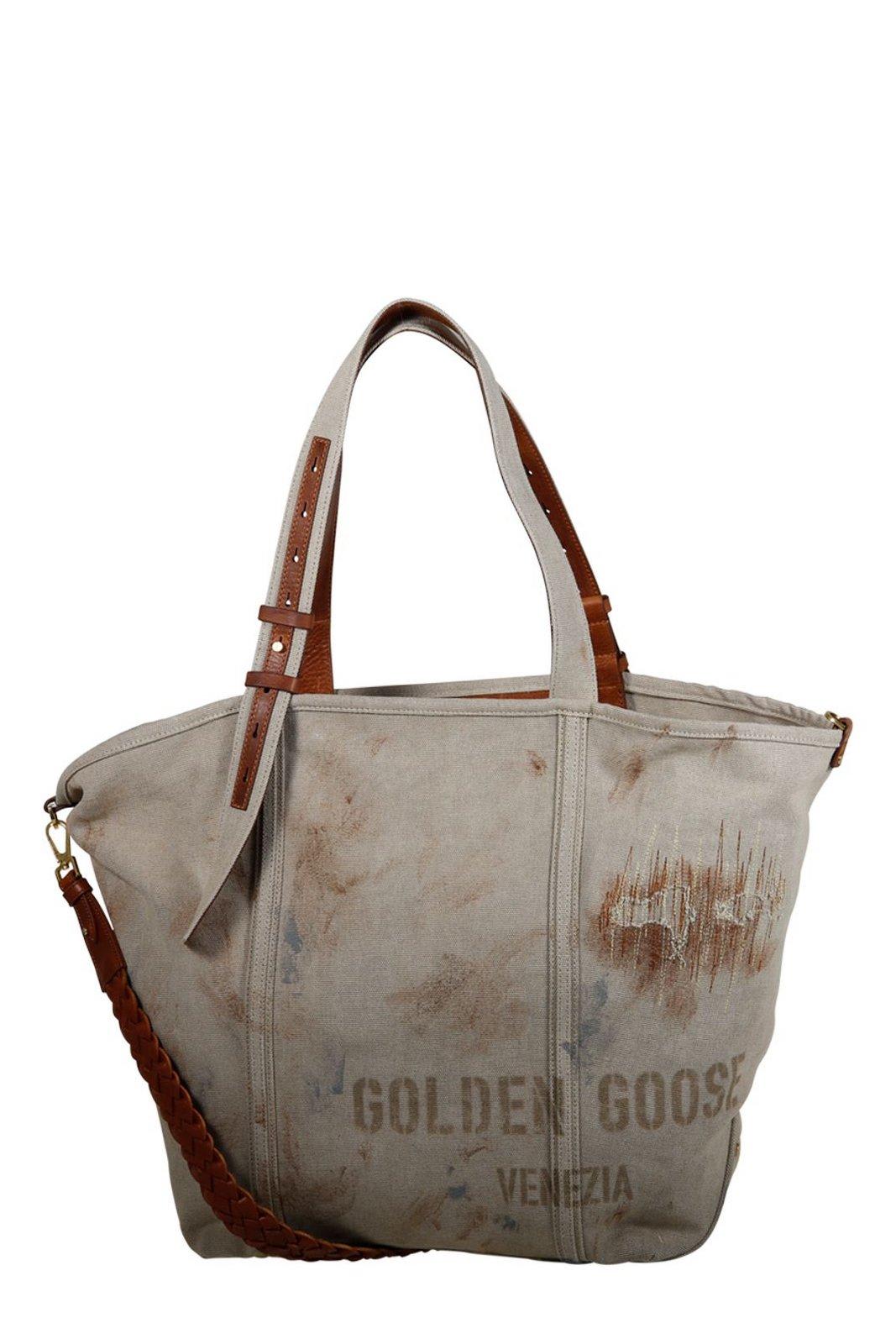 Logo Printed Distressed Tote Bag