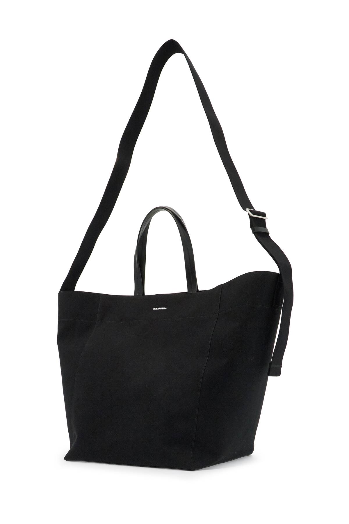 Jil Sander Utility Tote Bag In Pitch Black/raw Cotton (black)