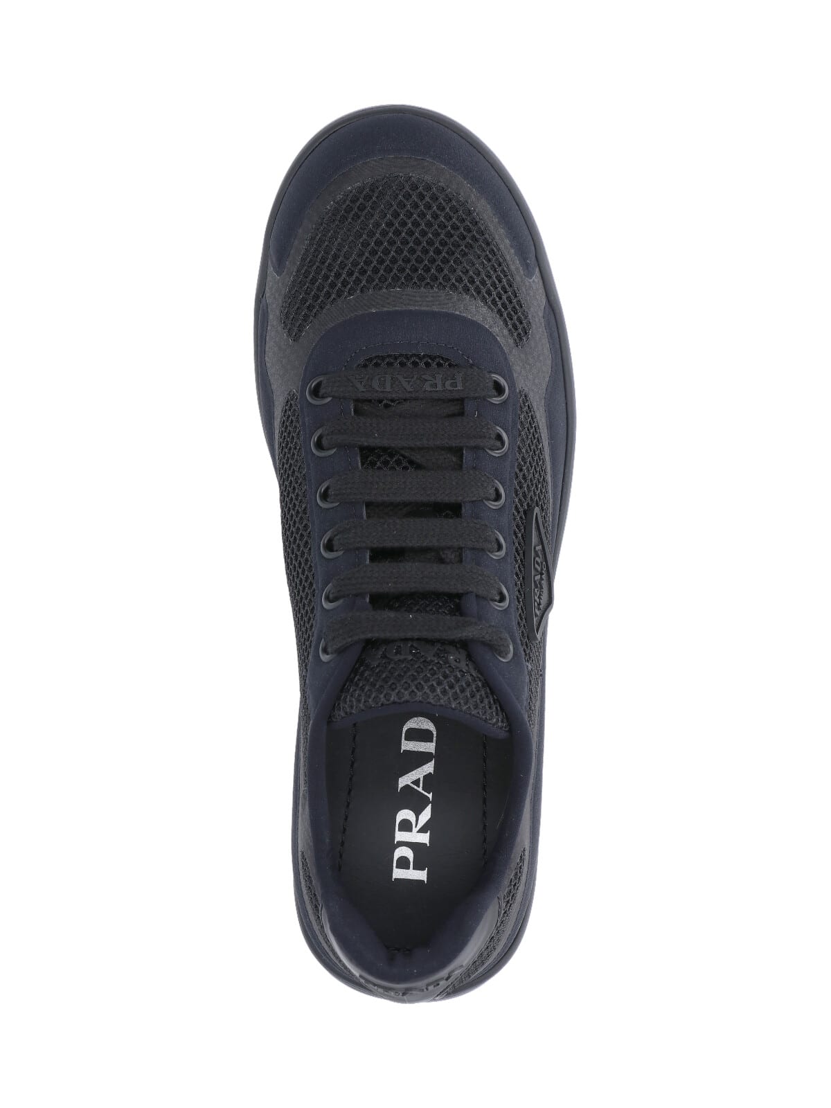 Prada Sneakers Mesh Upper Rubber Sole In Black