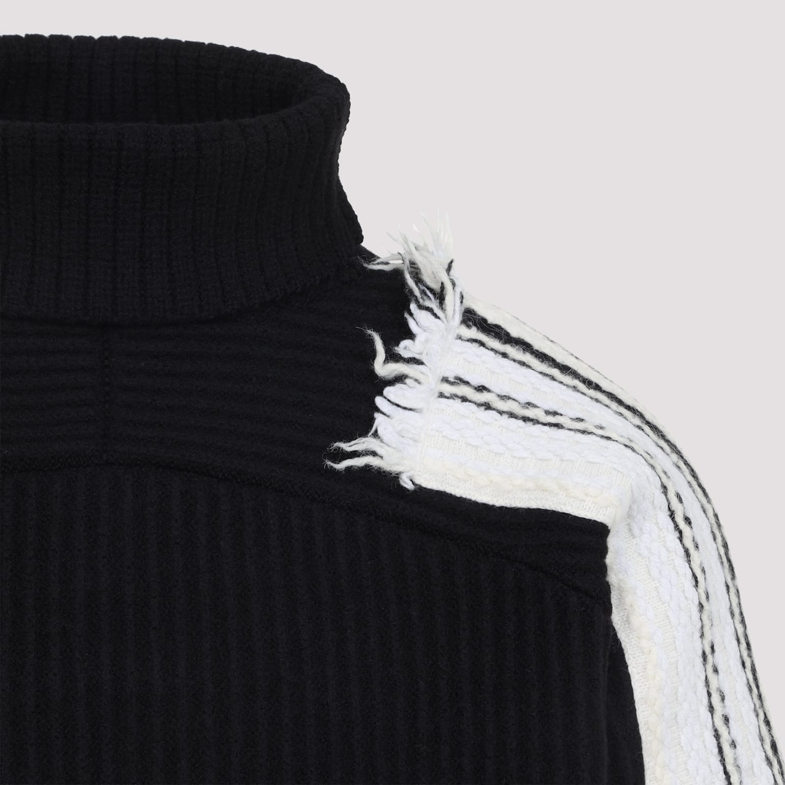 Mordecai Black Virgin Wool Jacquard Stripe Turtle Neck In Multi