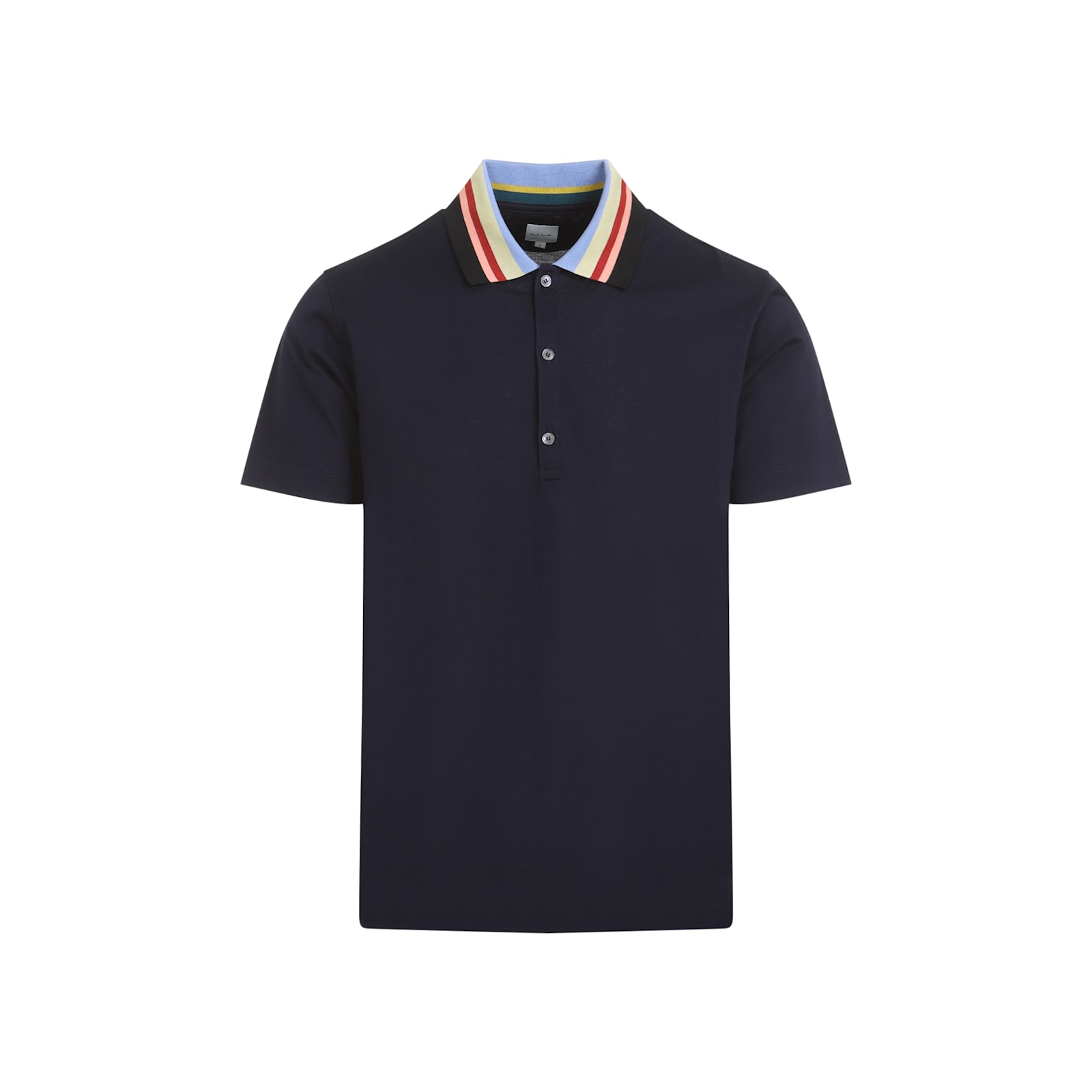 Shop Paul Smith Stripe Collar Polo Shirt In Very Dark Navy
