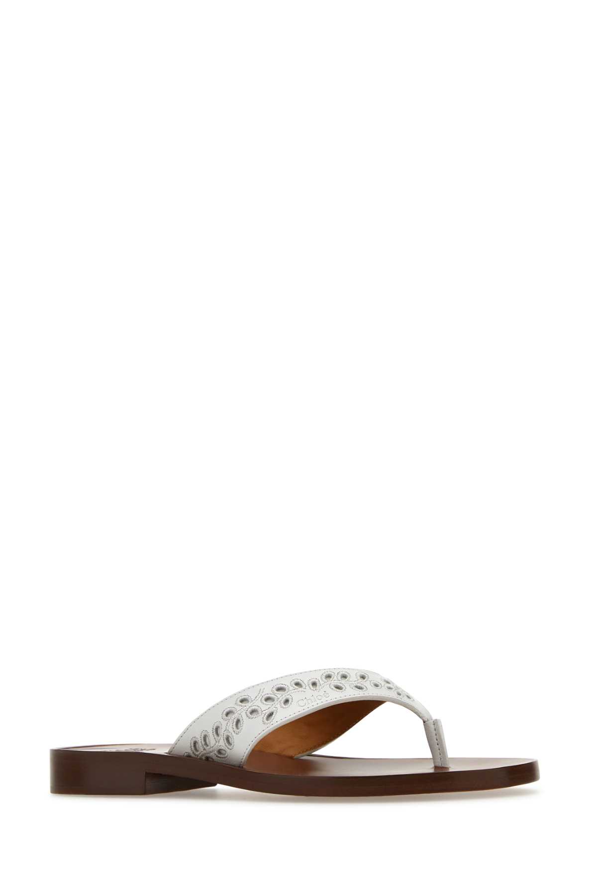 Shop Chloé White Leather Paz Chloã© X Eres Thong Slippers In Iconicmilk