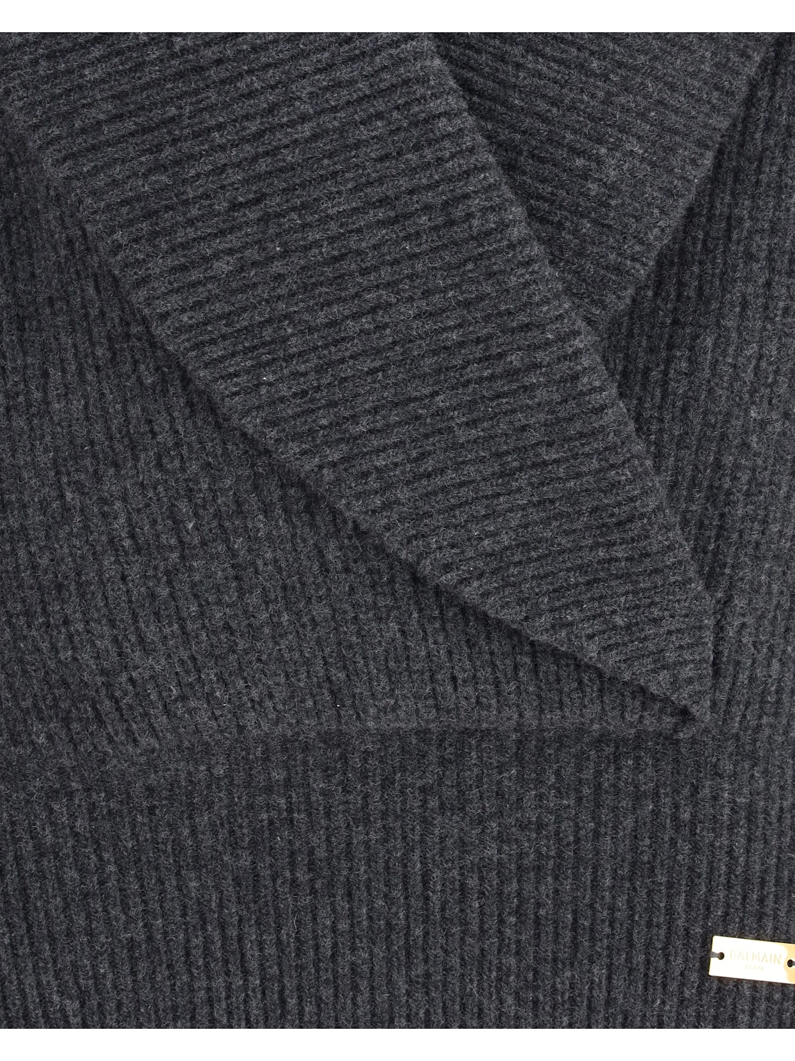 Balmain Oversized Wrap-effect Sweater In Gray