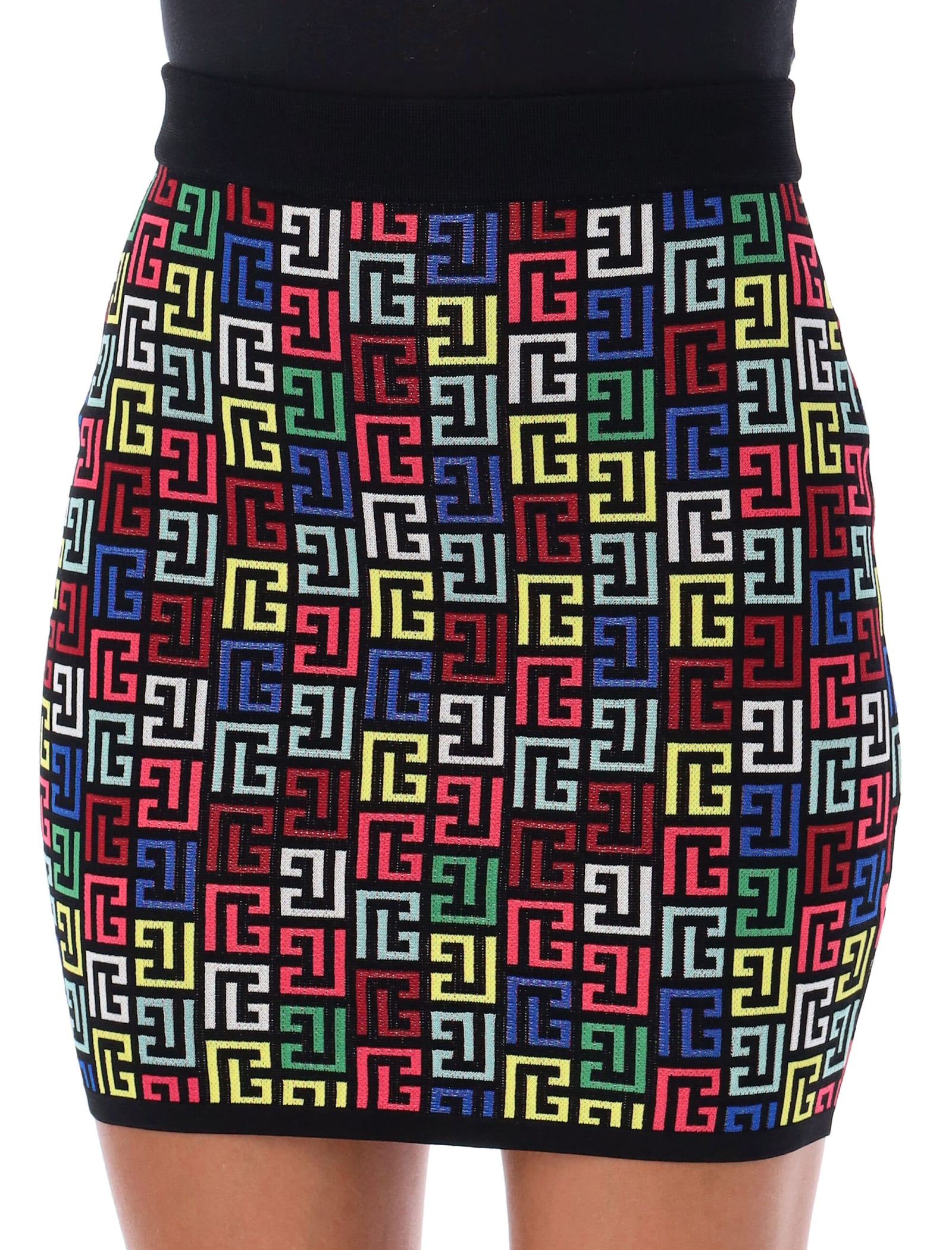 Shop Balmain Monogram Multicolor Mini Skirt