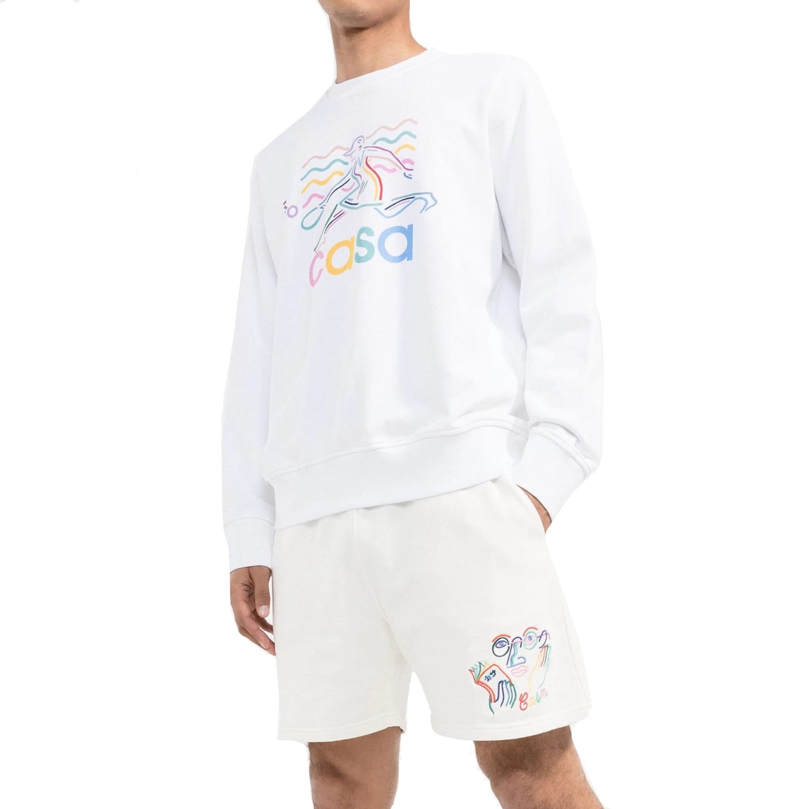 Shop Casablanca Cotton Logo Sweatshirt In White