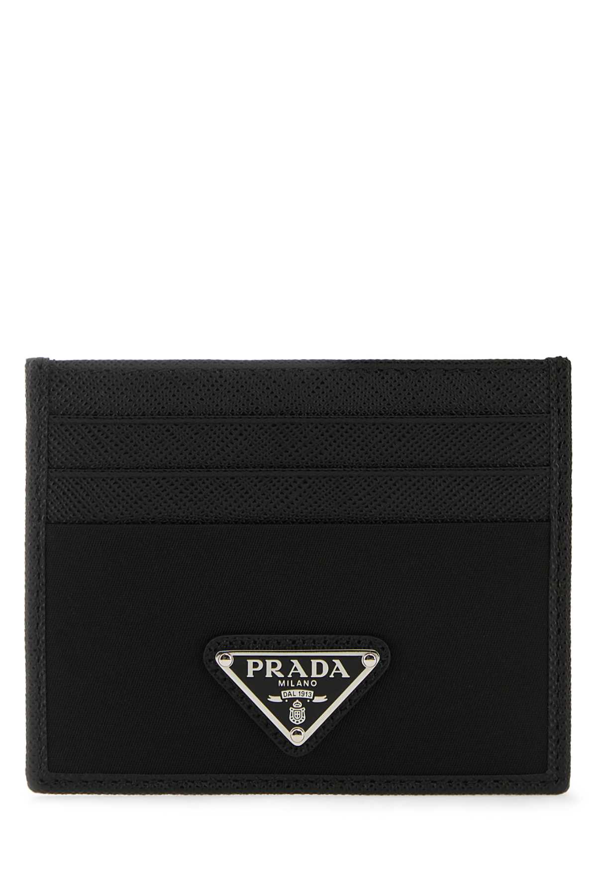 Shop Prada Black Leather And Satin Card Holder