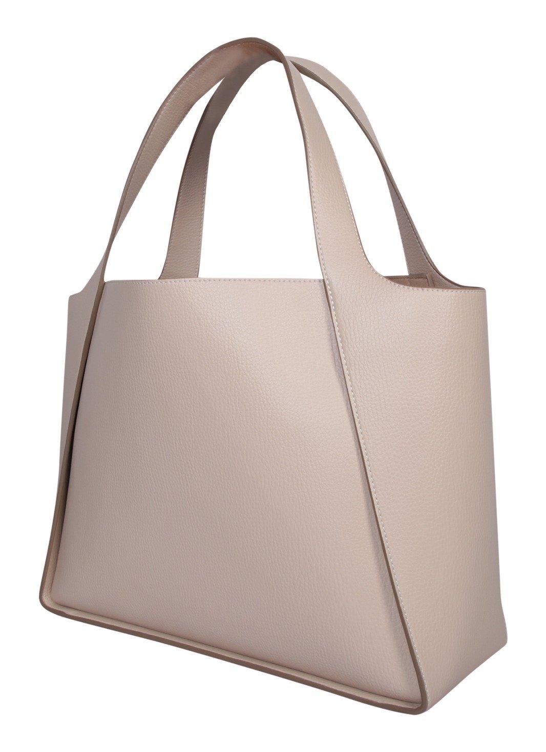 Shop Stella Mccartney Logo Studded Open-top Tote Bag In Crema