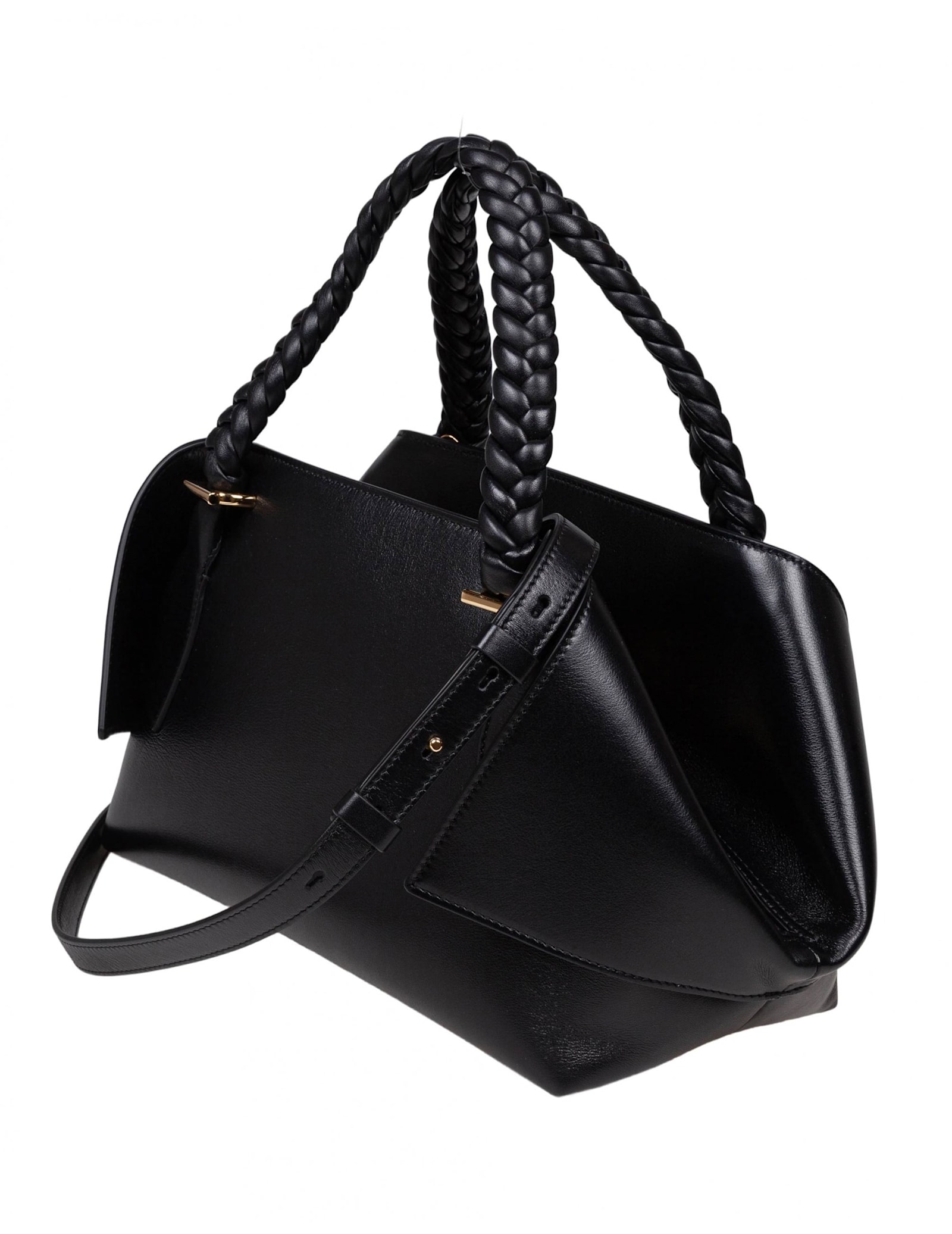Ferragamo Folded-corner Leather Clutch With Embossed Logo In Black