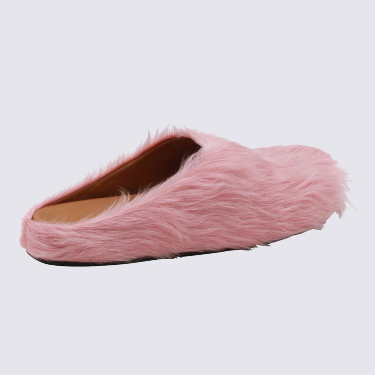 Marni Calf Hair Flat Sole Round Toe Sandals In Pink