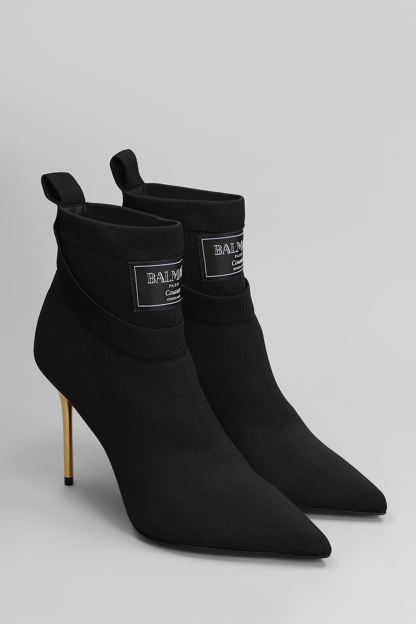 Balmain Ankle Boot High Heels Ankle Boots In Black Cotton In Black